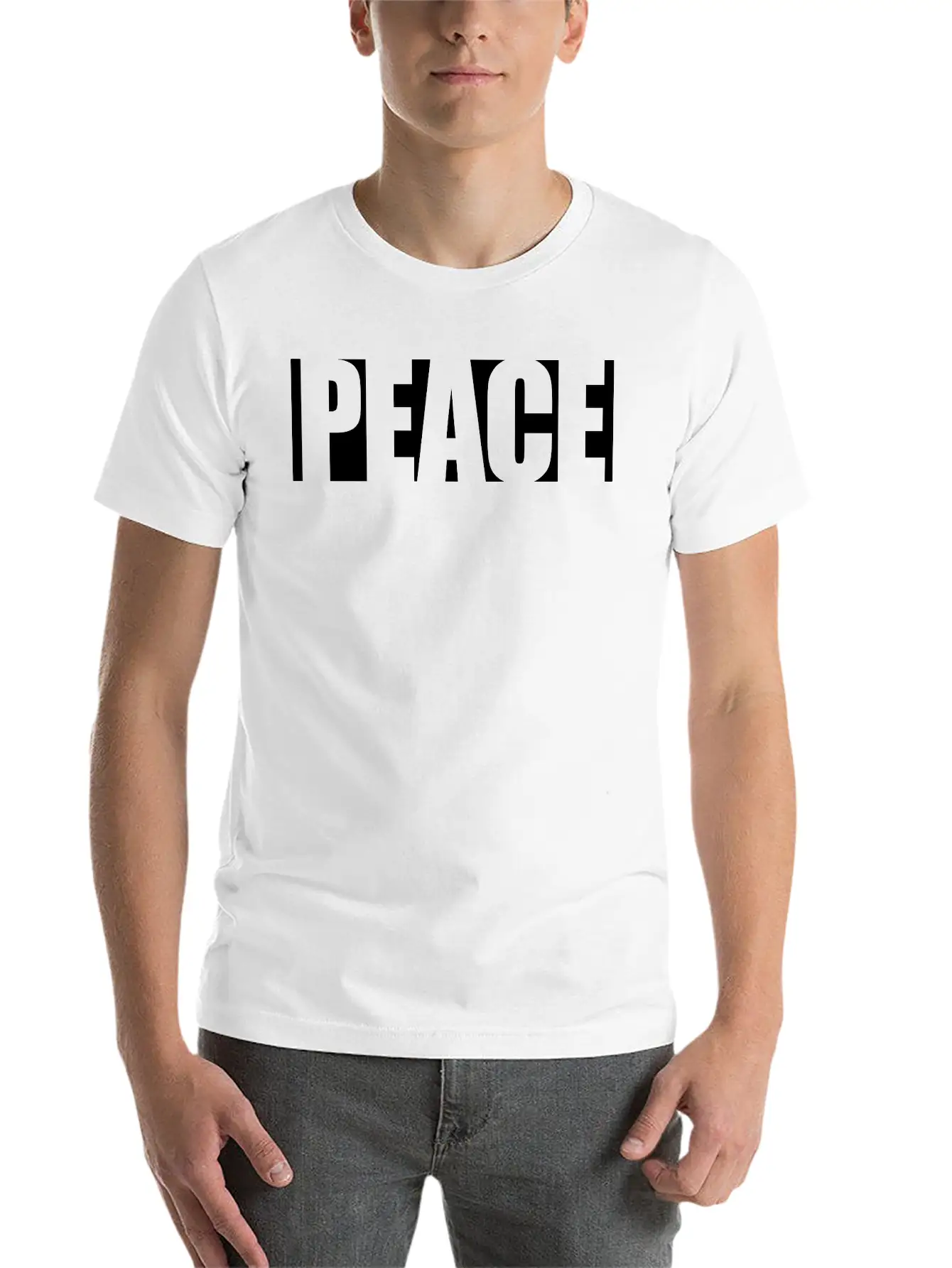 Black Text Peace Basic Graphic T-Shirt – Daily Comfort In Soft Cotton