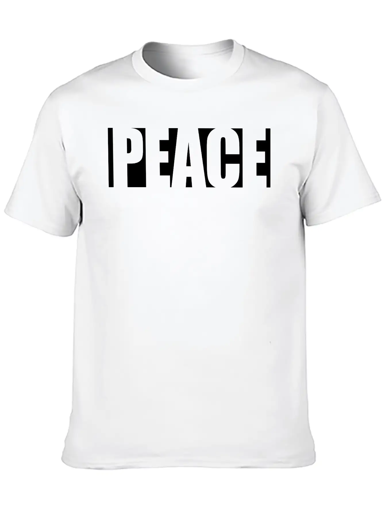 Black Text Peace Basic Graphic T-Shirt – Daily Comfort In Soft Cotton