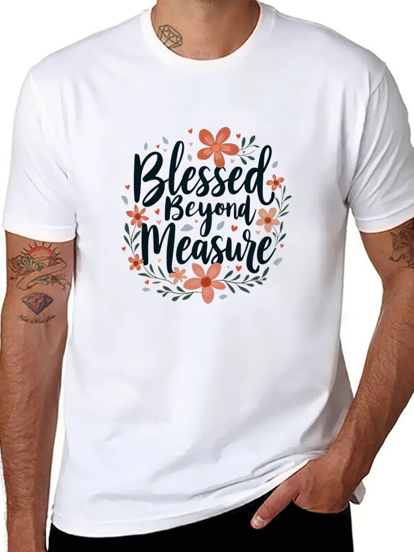 Blessed Beyond Measure Floral Inspiration Basic Graphic T-Shirt – Daily Comfort In Soft Cotton