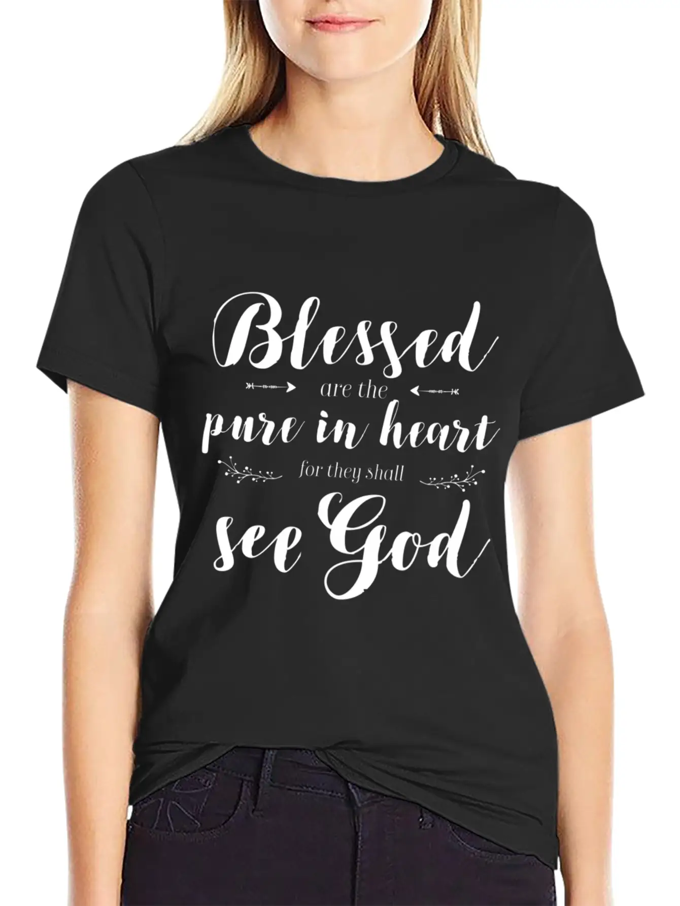 Blessed Pure In He Jesus Beatitudes Bible Verse Qu Essential Unisex Summer Tee – Soft Cotton Casual Fit