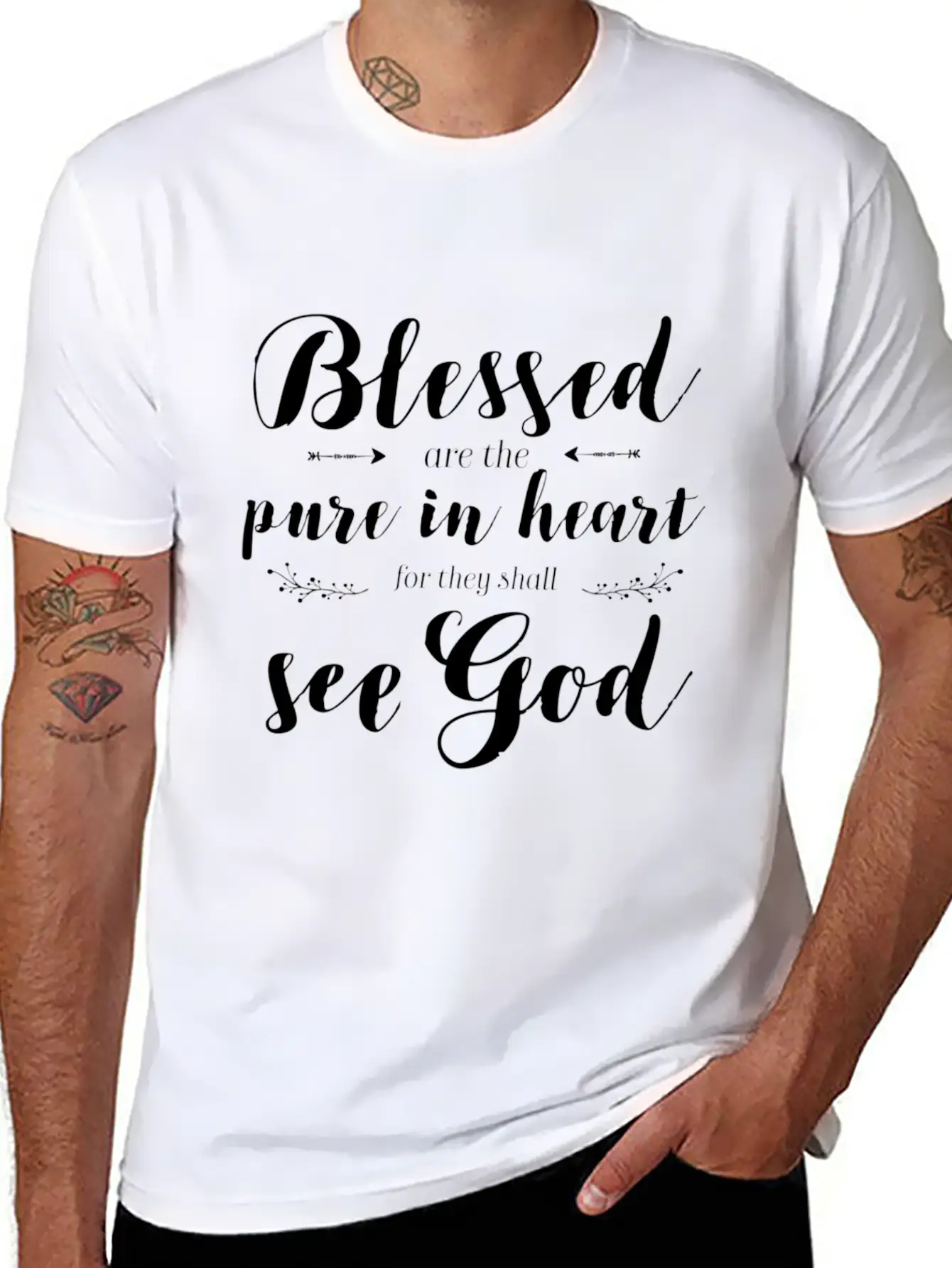 Blessed Pure In He Jesus Beatitudes Bible Verse Qu Essential Unisex Summer Tee – Soft Cotton Casual Fit