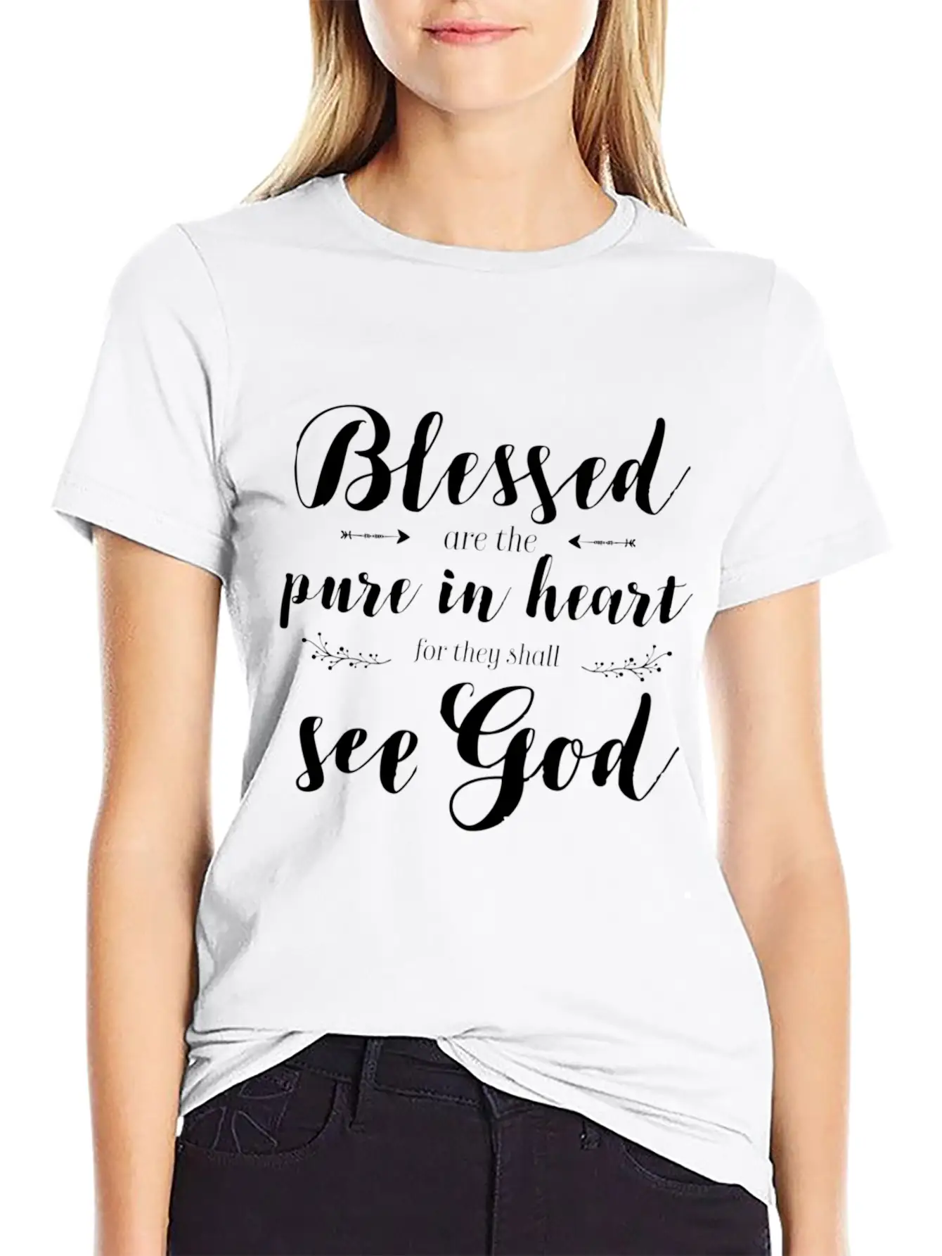 Blessed Pure In He Jesus Beatitudes Bible Verse Qu Essential Unisex Summer Tee – Soft Cotton Casual Fit