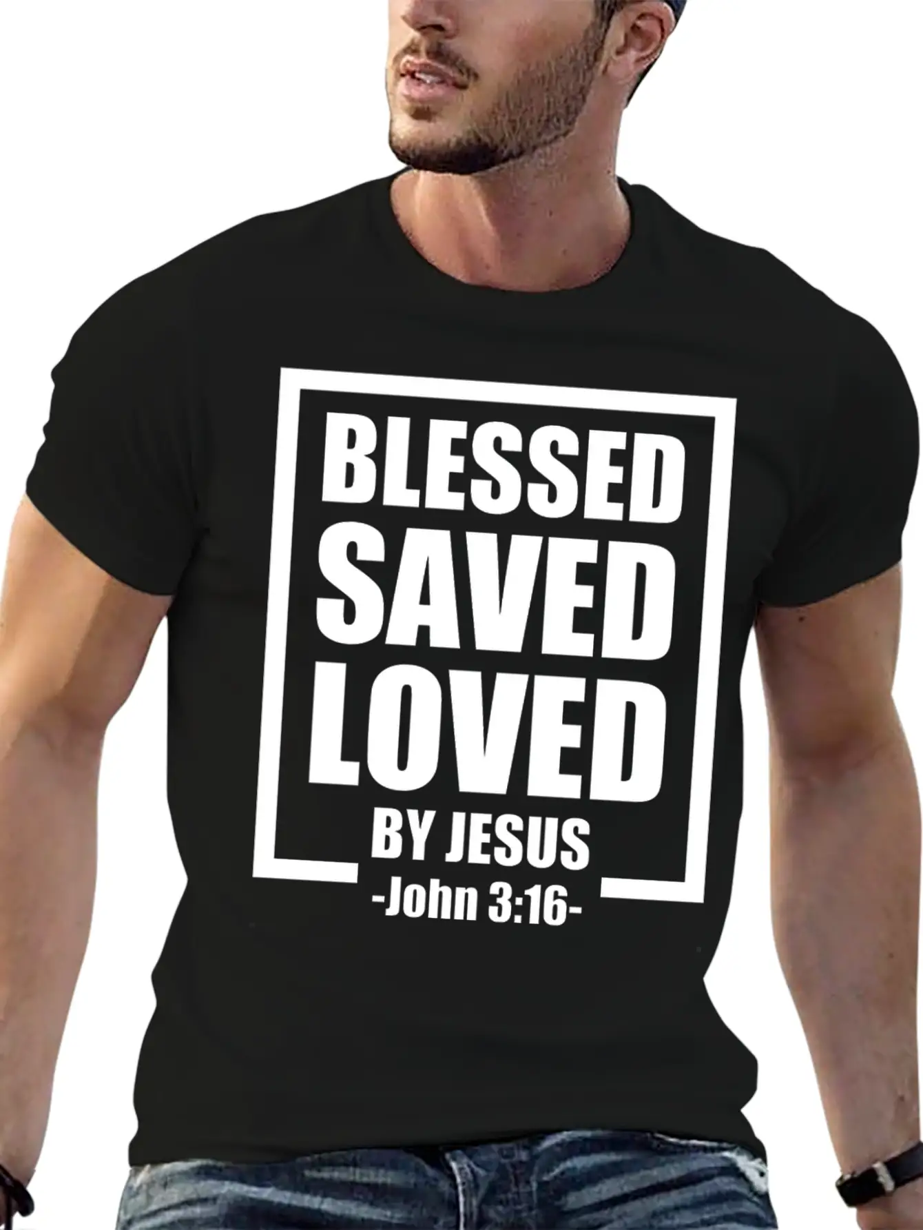 Blessed Saved Loved By Jesus Bible Verse Timeless Short Sleeve Tee – Comfy And Minimalist Design