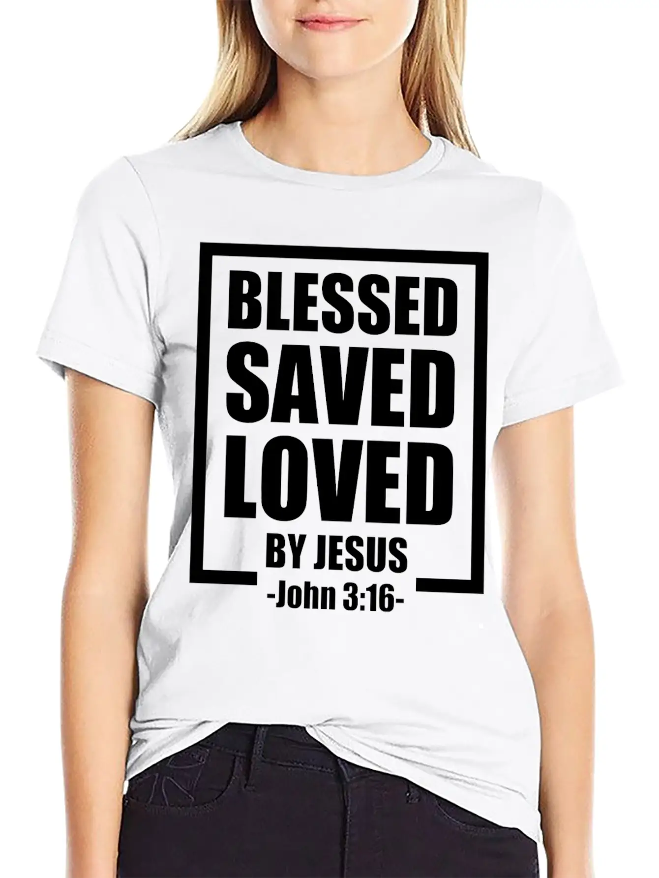 Blessed Saved Loved By Jesus Bible Verse Timeless Short Sleeve Tee – Comfy And Minimalist Design
