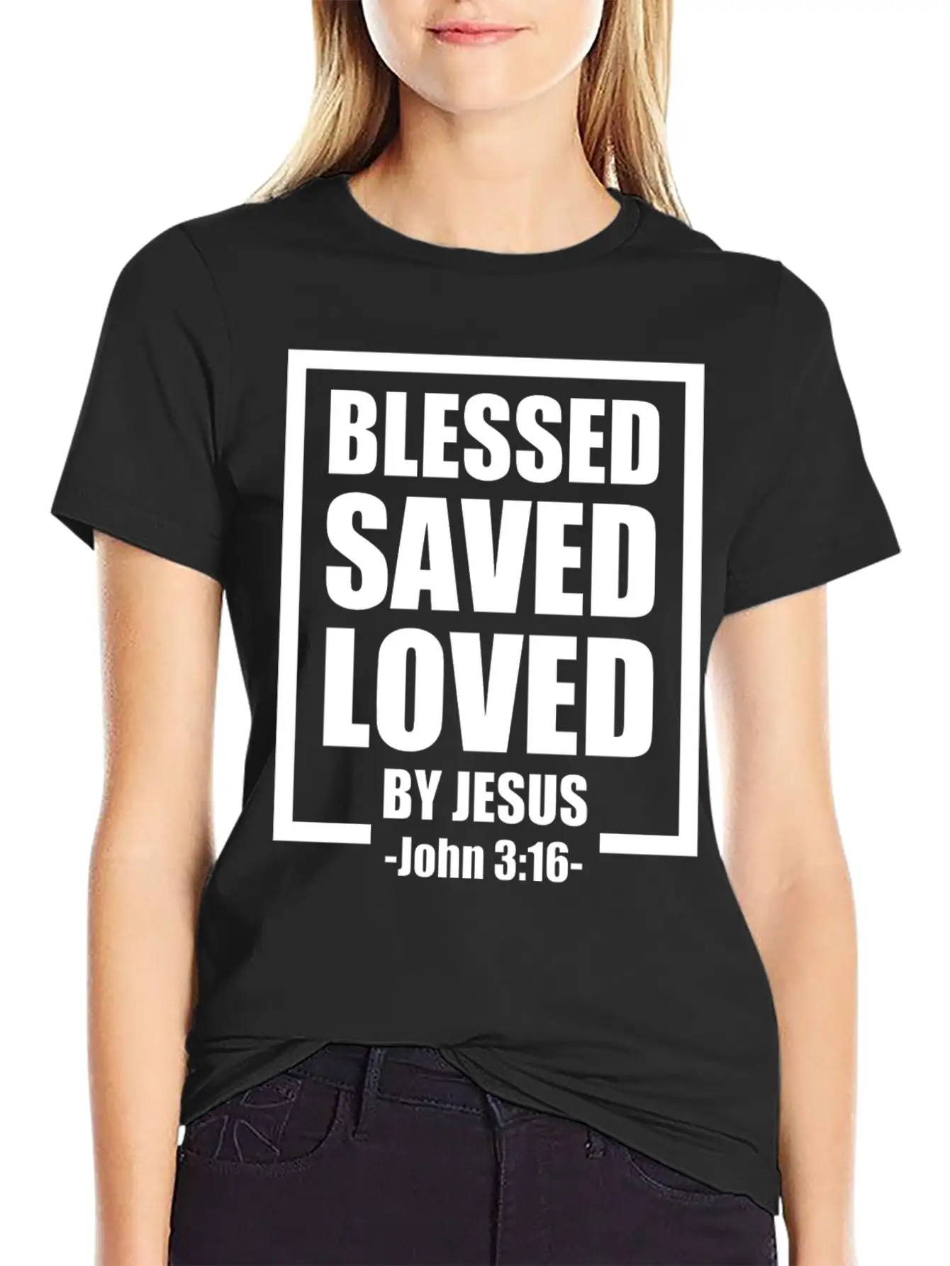 Blessed Saved Loved By Jesus Bible Verse Timeless Short Sleeve Tee – Comfy And Minimalist Design