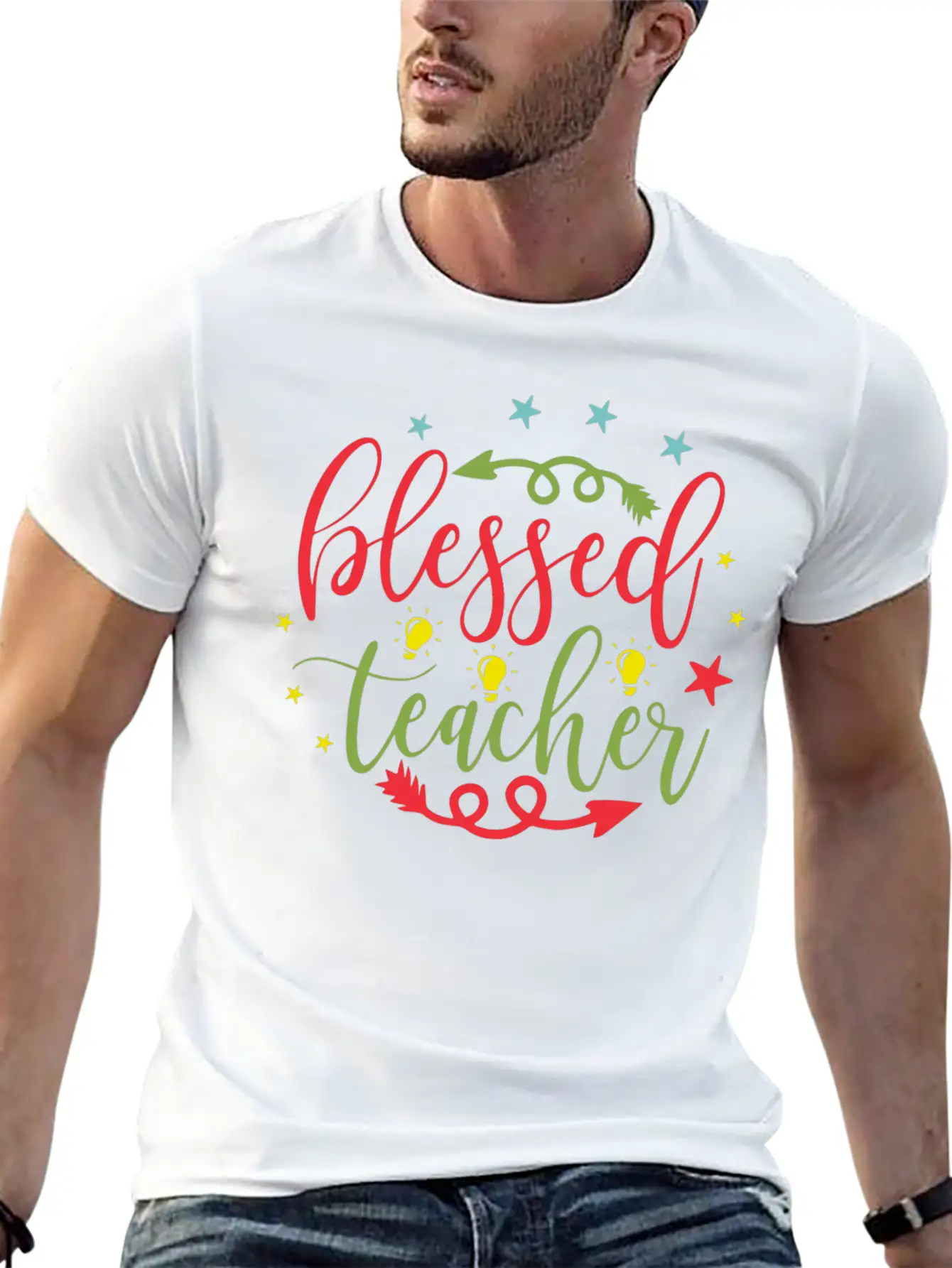 Blessed Teacher Comfortable Minimalist Graphic Tee – Summer Style Essential