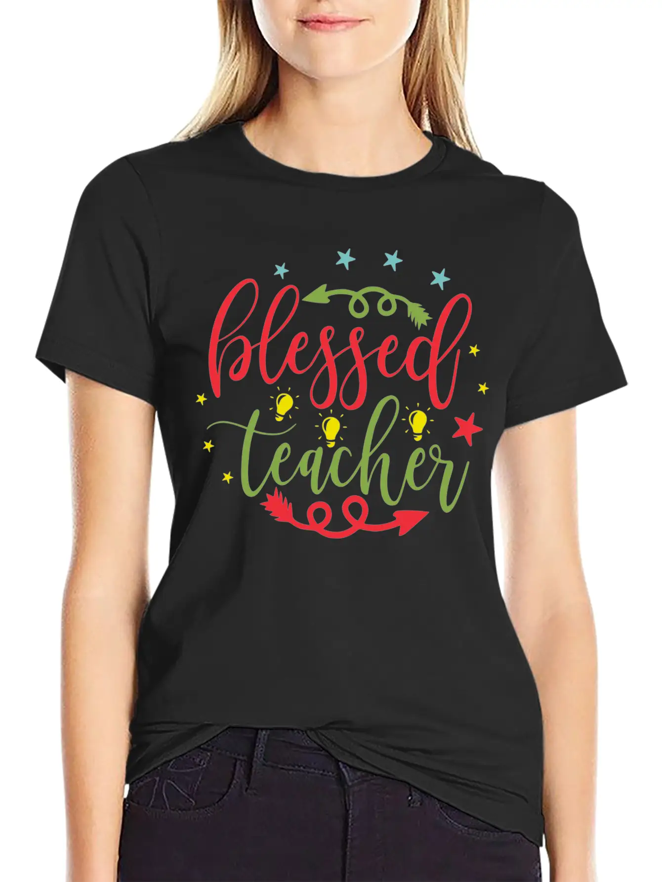 Blessed Teacher Comfortable Minimalist Graphic Tee – Summer Style Essential
