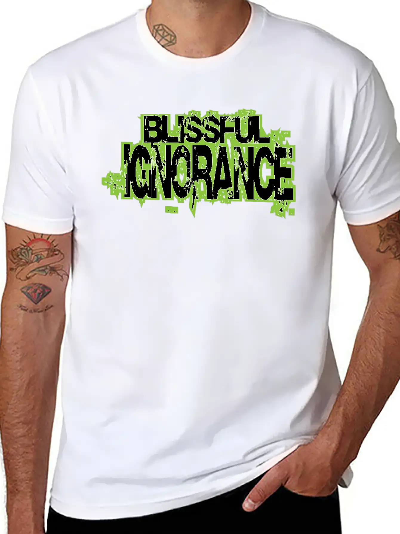 BLISSFUL IGNORANCE Unisex Short Sleeve Soft Cotton T-Shirt – Casual Everyday Wear