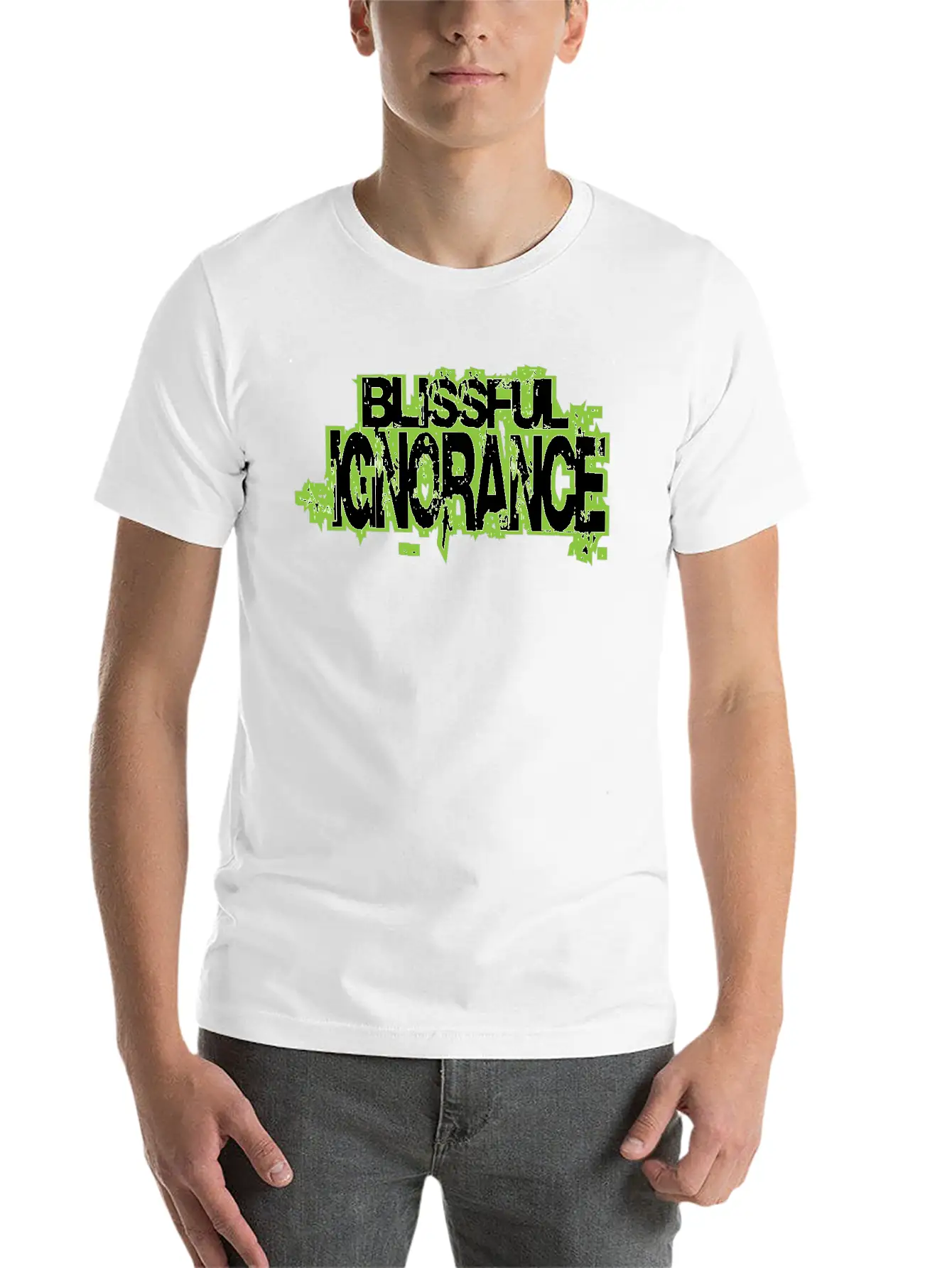 BLISSFUL IGNORANCE Unisex Short Sleeve Soft Cotton T-Shirt – Casual Everyday Wear