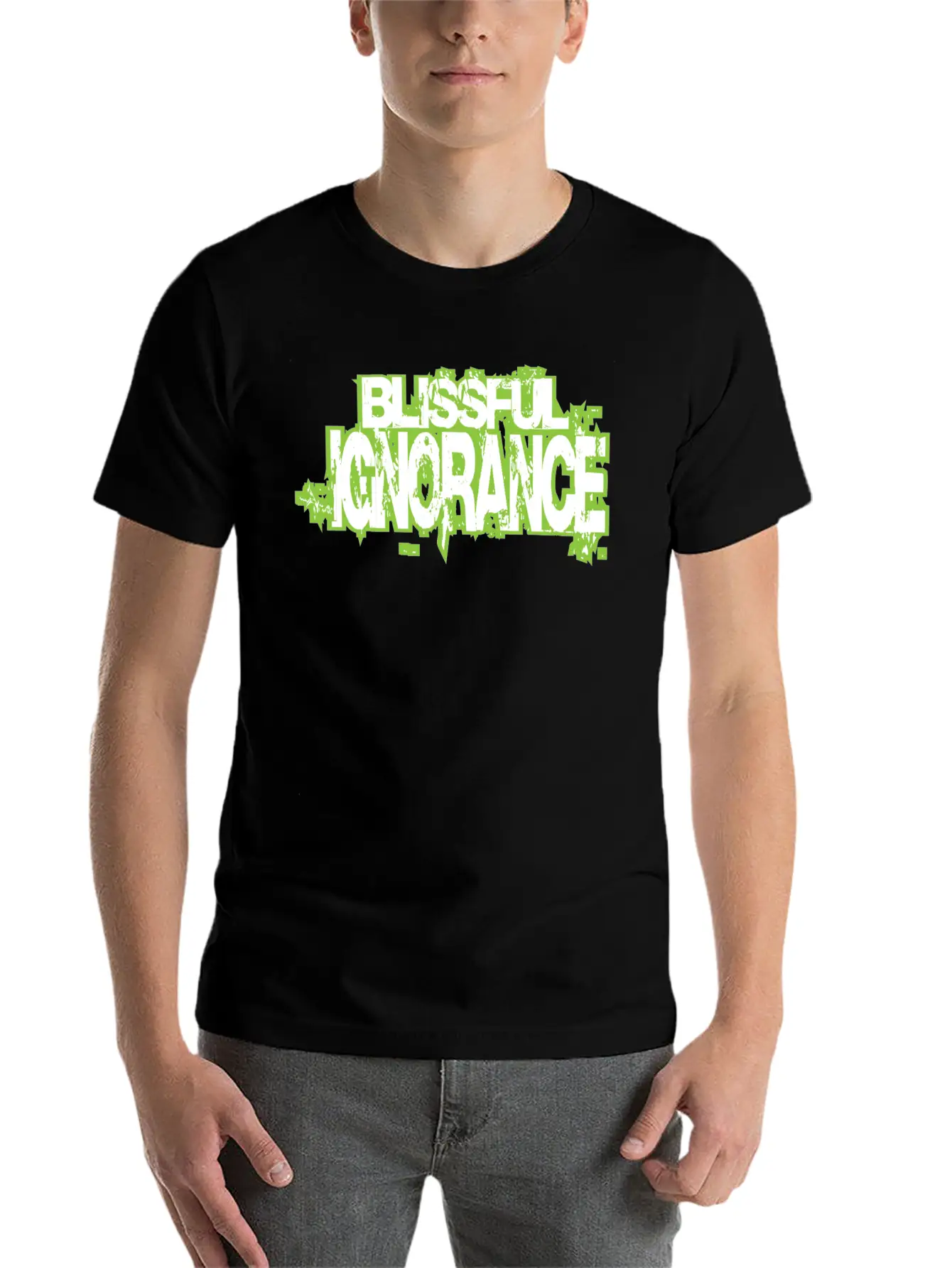 BLISSFUL IGNORANCE Unisex Short Sleeve Soft Cotton T-Shirt – Casual Everyday Wear