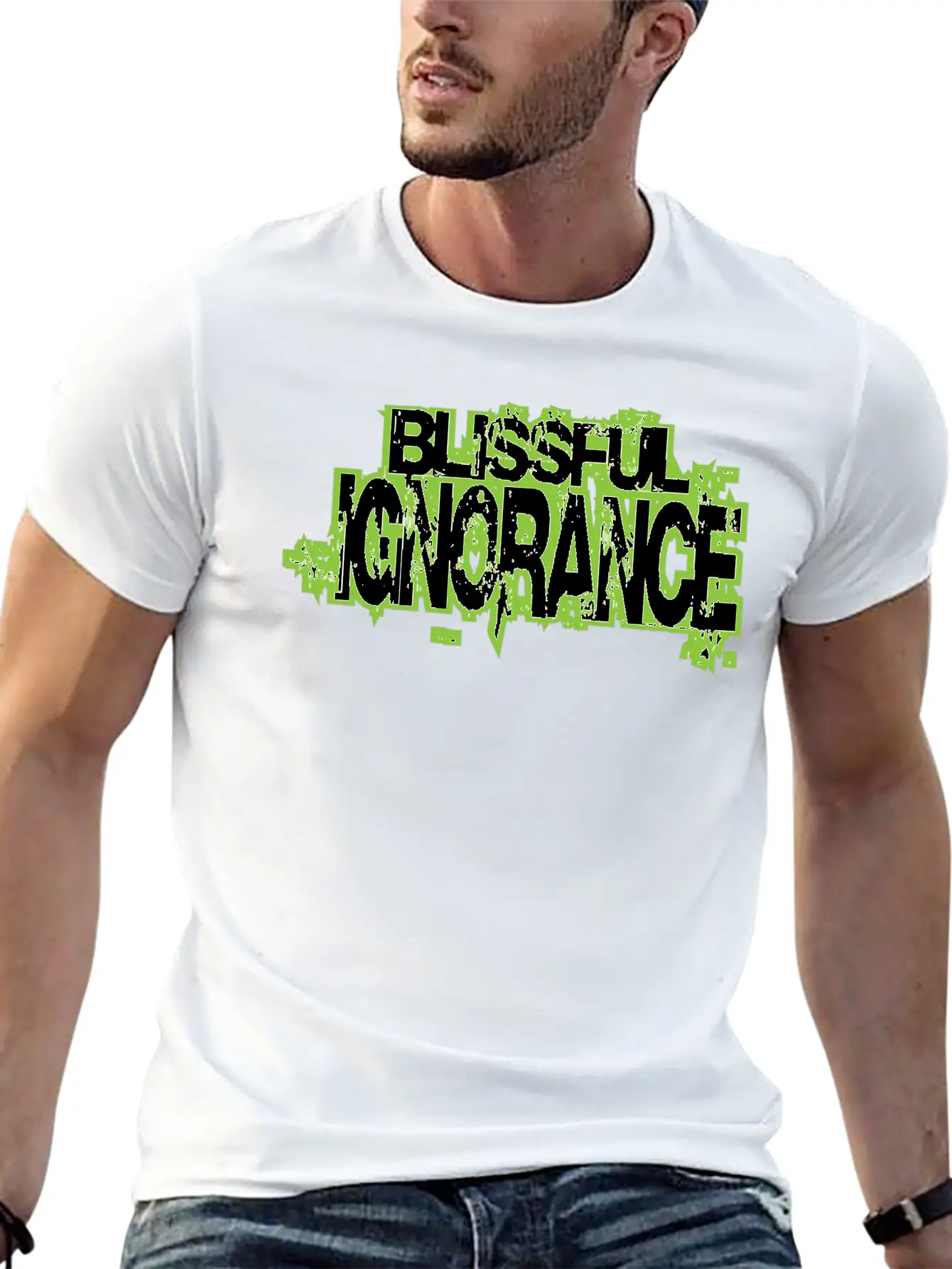 BLISSFUL IGNORANCE Unisex Short Sleeve Soft Cotton T-Shirt – Casual Everyday Wear