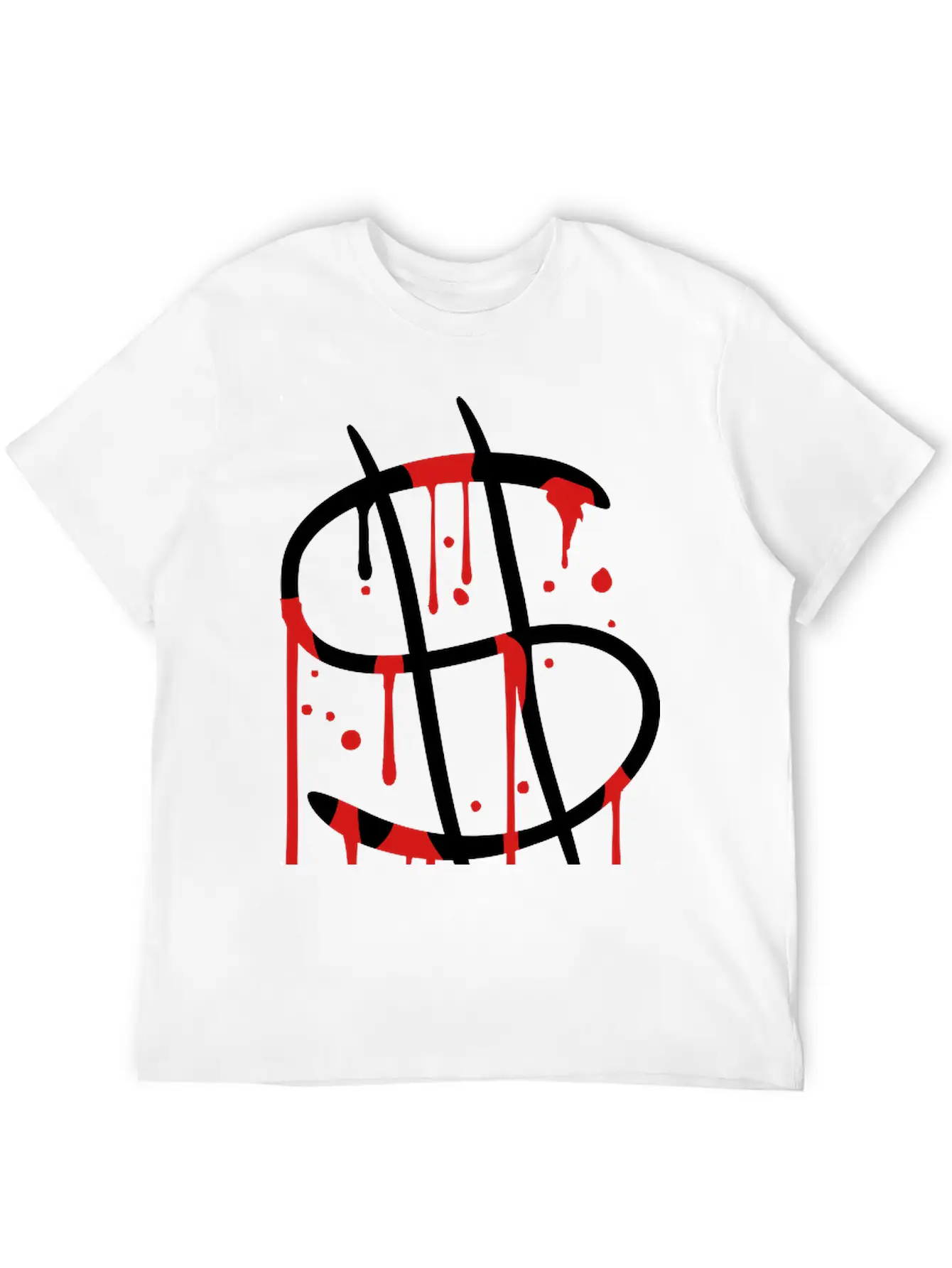 Blood Drops Graffiti Wet Spray Dollar Symbol Sign Unisex Casual T-Shirt – Clean Design For Daily Comfort