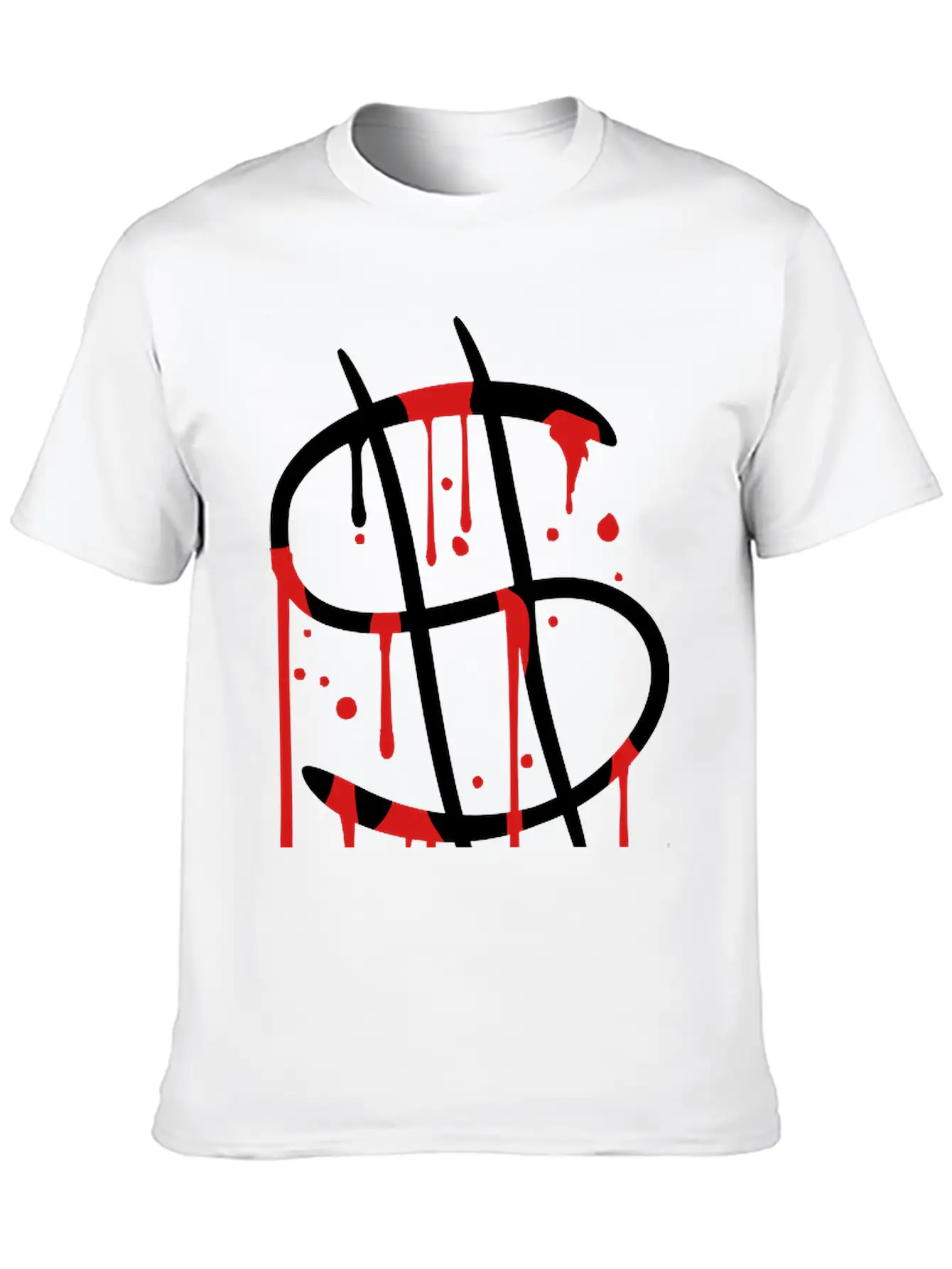 Blood Drops Graffiti Wet Spray Dollar Symbol Sign Unisex Casual T-Shirt – Clean Design For Daily Comfort