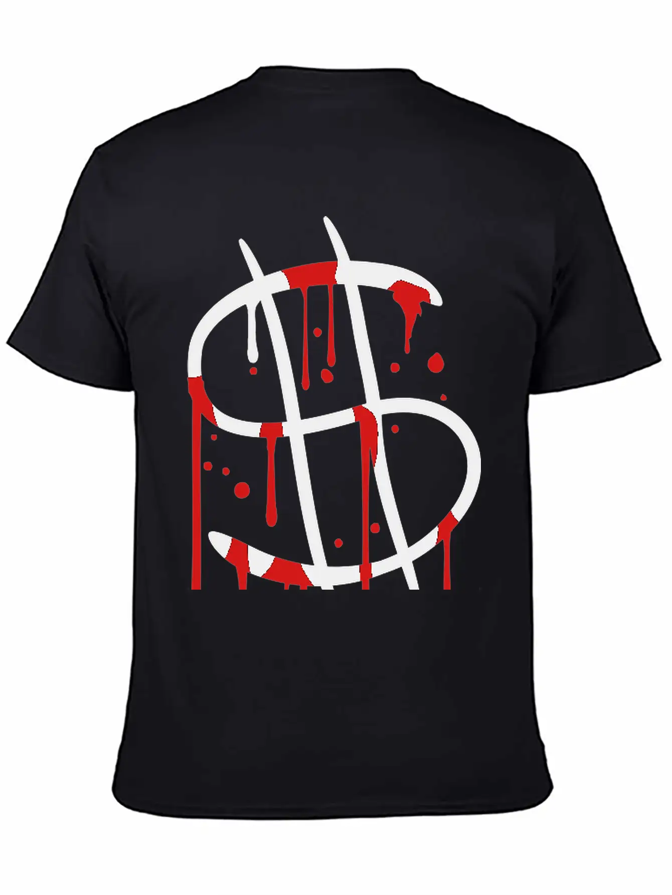 Blood Drops Graffiti Wet Spray Dollar Symbol Sign Unisex Casual T-Shirt – Clean Design For Daily Comfort