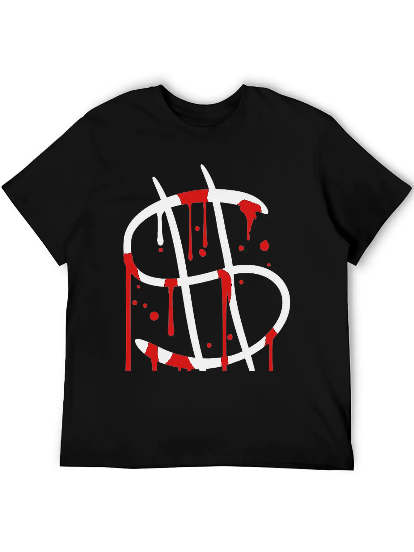 Blood Drops Graffiti Wet Spray Dollar Symbol Sign Unisex Casual T-Shirt – Clean Design For Daily Comfort