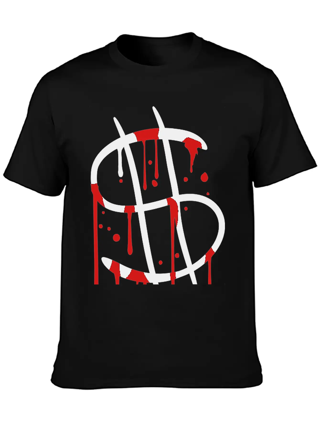 Blood Drops Graffiti Wet Spray Dollar Symbol Sign Unisex Casual T-Shirt – Clean Design For Daily Comfort
