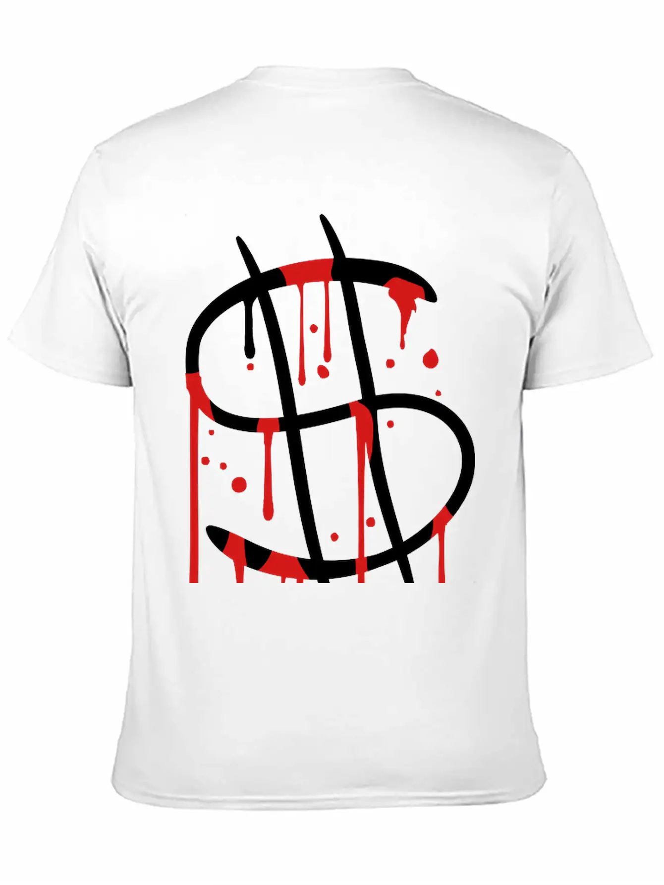 Blood Drops Graffiti Wet Spray Dollar Symbol Sign Unisex Casual T-Shirt – Clean Design For Daily Comfort