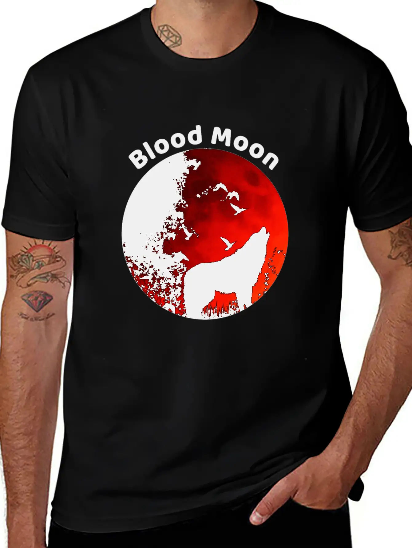 Blood Moon Lunar Eclipse Wolf Howling At The Moon Timeless Short Sleeve Tee – Comfy And Minimalist Design