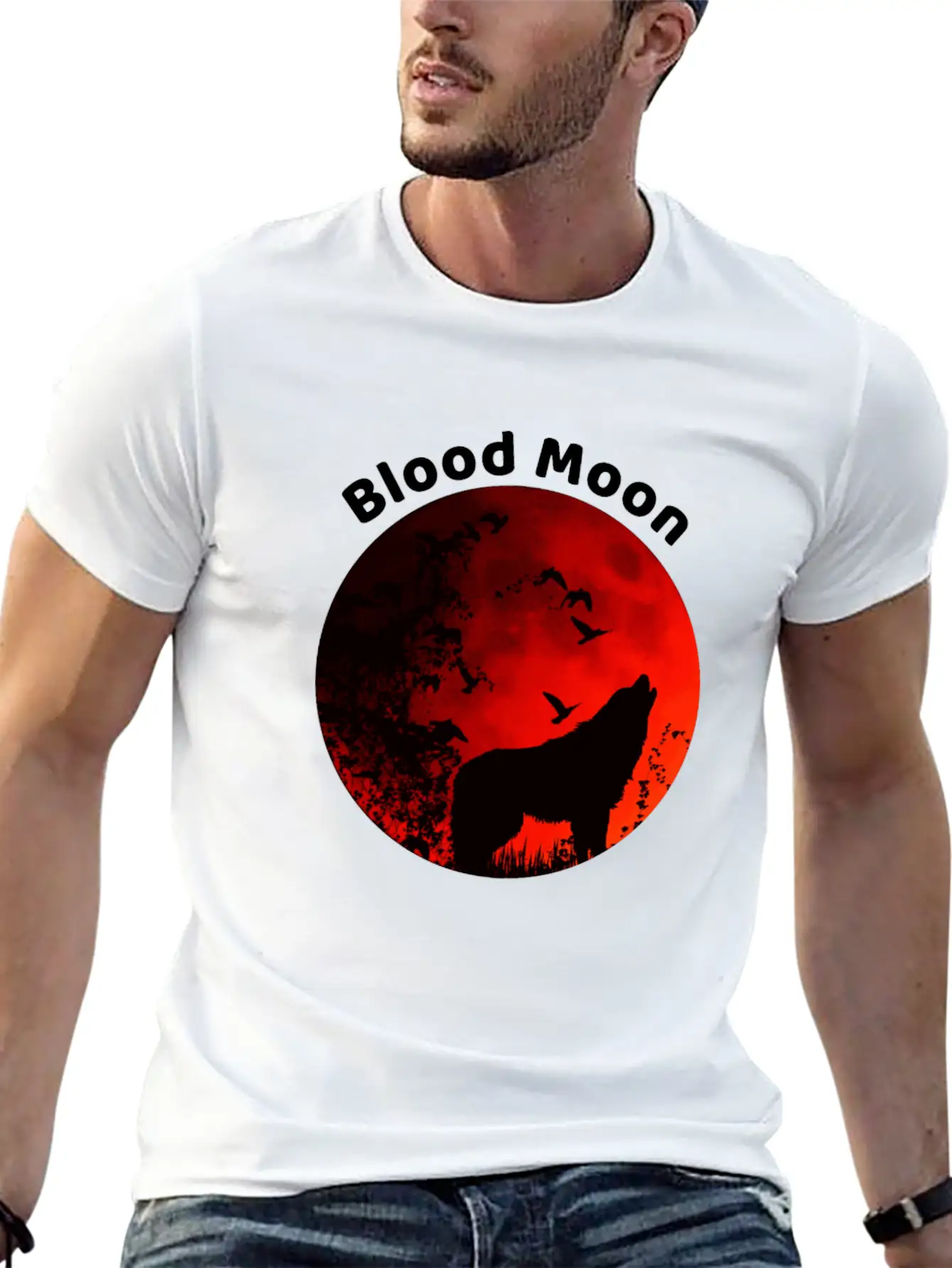 Blood Moon Lunar Eclipse Wolf Howling At The Moon Timeless Short Sleeve Tee – Comfy And Minimalist Design