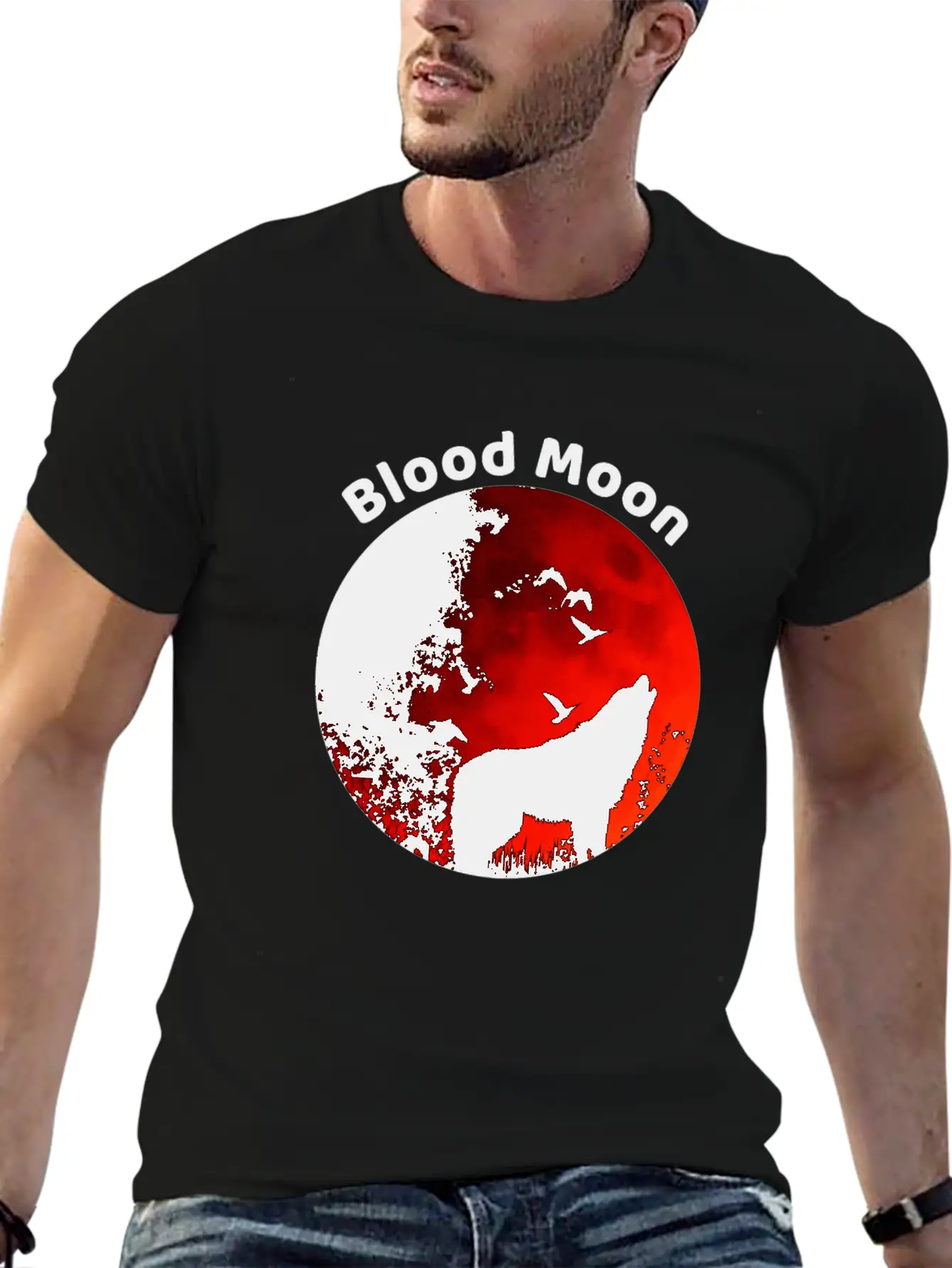 Blood Moon Lunar Eclipse Wolf Howling At The Moon Timeless Short Sleeve Tee – Comfy And Minimalist Design