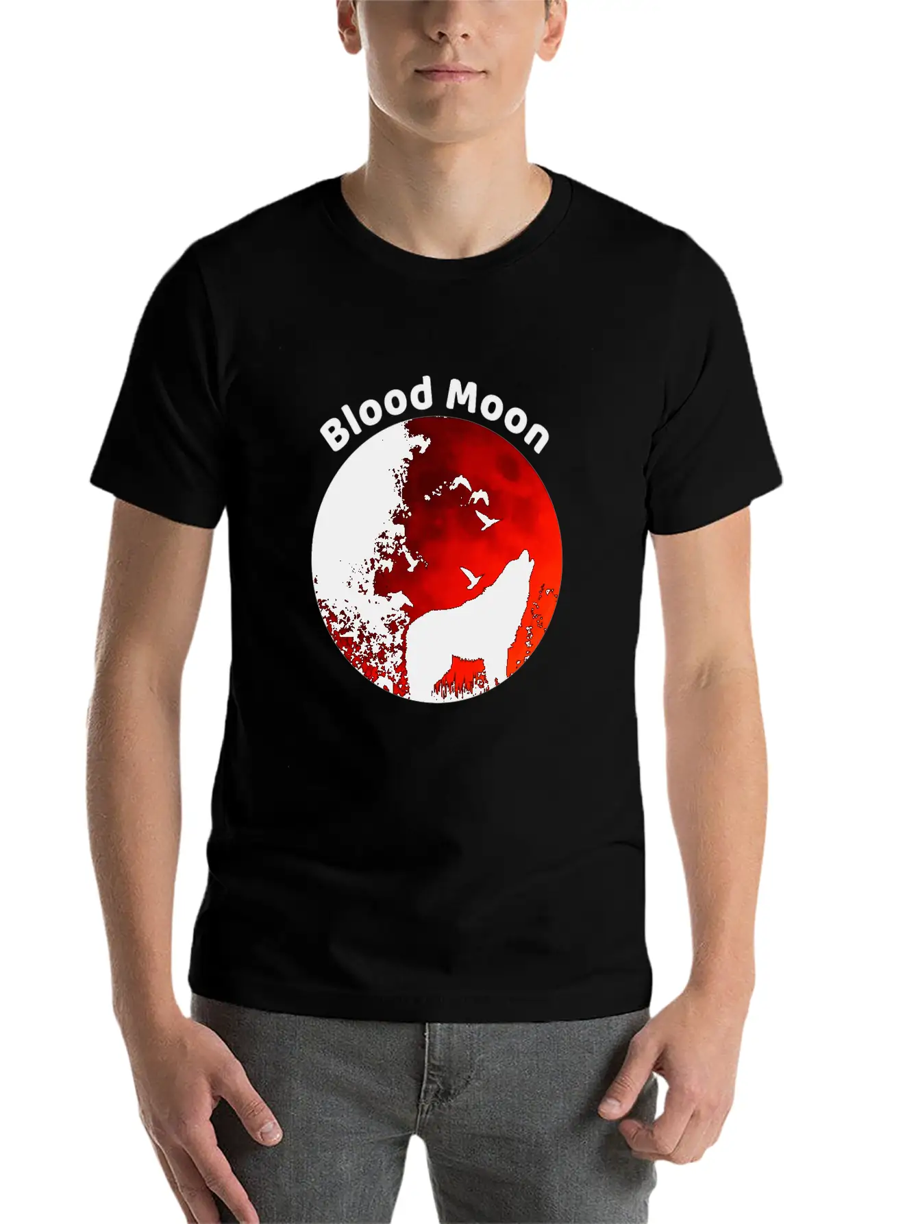 Blood Moon Lunar Eclipse Wolf Howling At The Moon Timeless Short Sleeve Tee – Comfy And Minimalist Design