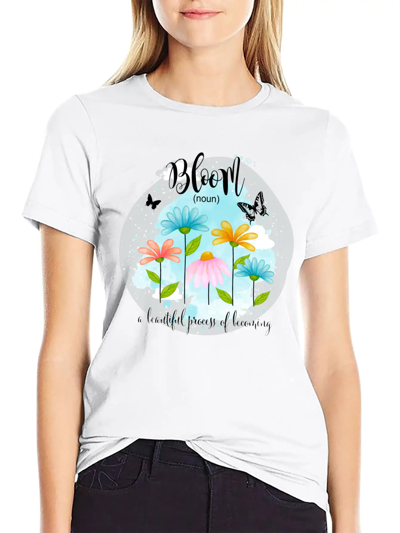 Bloom Is A Process Of Becoming Better Butterfly Basic Graphic T-Shirt – Daily Comfort In Soft Cotton