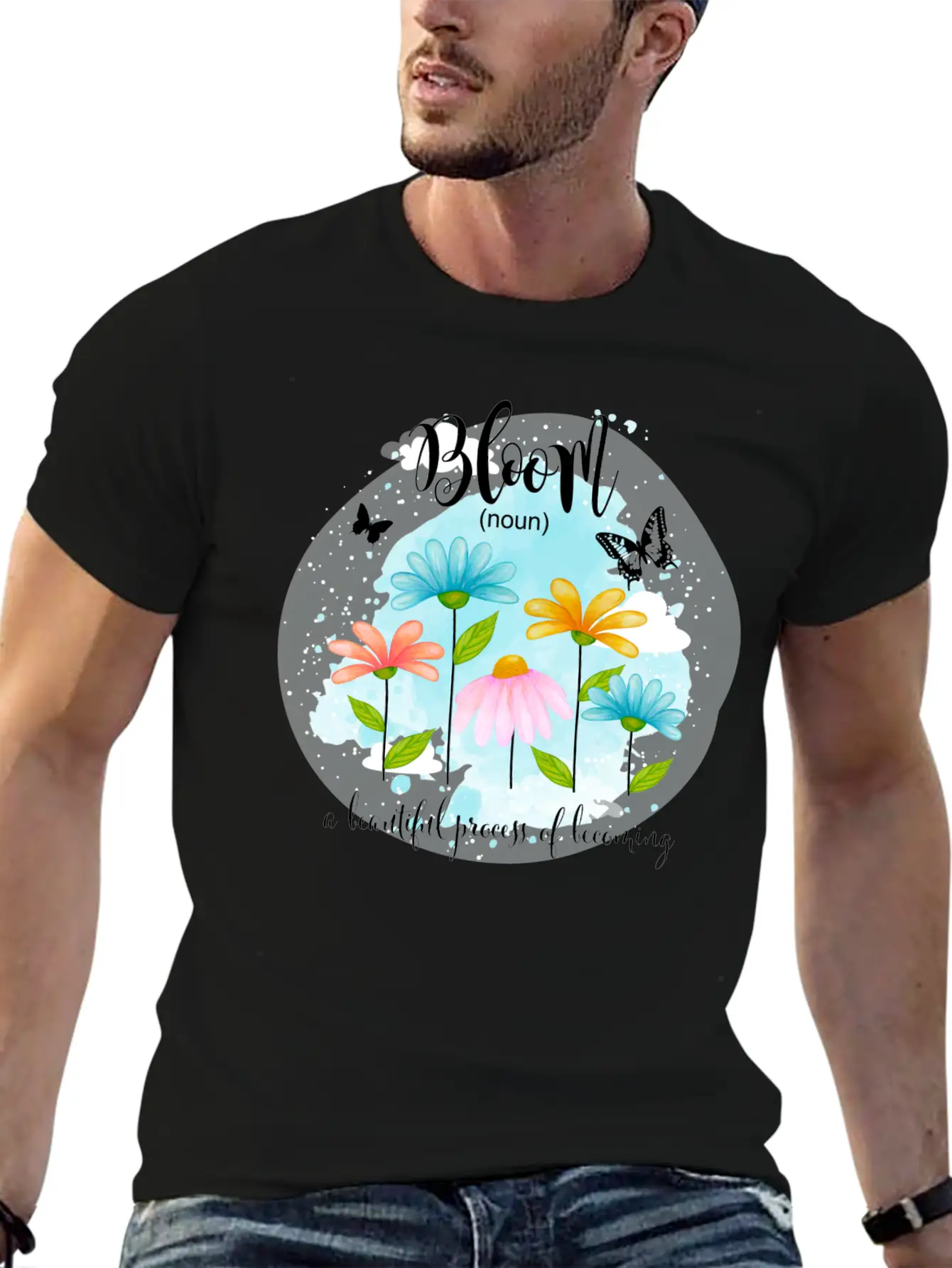 Bloom Is A Process Of Becoming Better Butterfly Basic Graphic T-Shirt – Daily Comfort In Soft Cotton