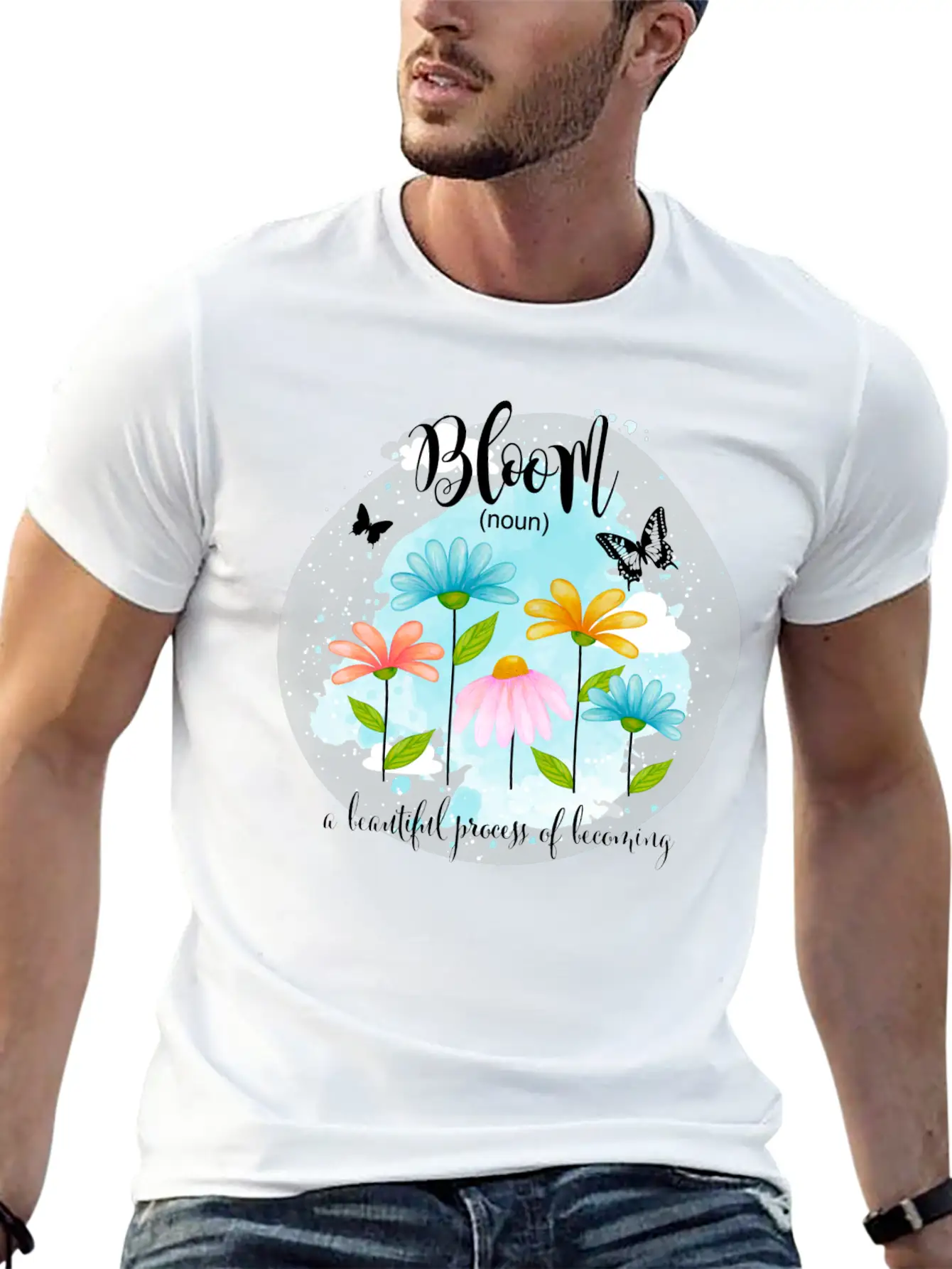 Bloom Is A Process Of Becoming Better Butterfly Basic Graphic T-Shirt – Daily Comfort In Soft Cotton
