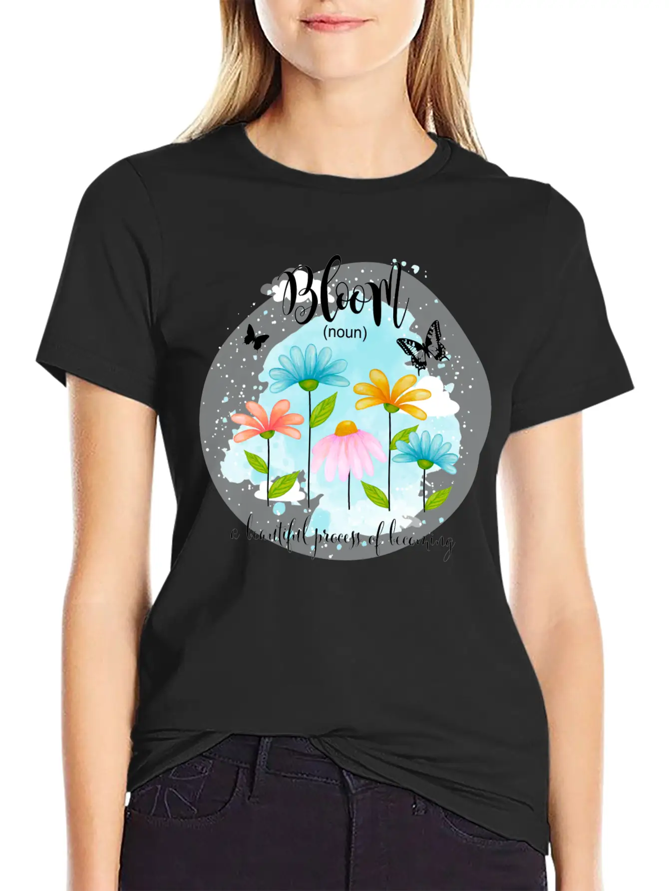 Bloom Is A Process Of Becoming Better Butterfly Basic Graphic T-Shirt – Daily Comfort In Soft Cotton