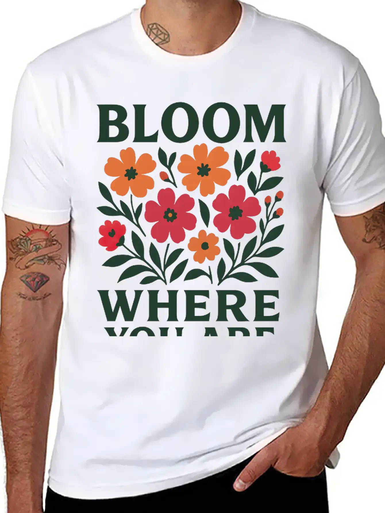Bloom Where You Are Tee Unisex Short Sleeve Soft Cotton T-Shirt – Casual Everyday Wear