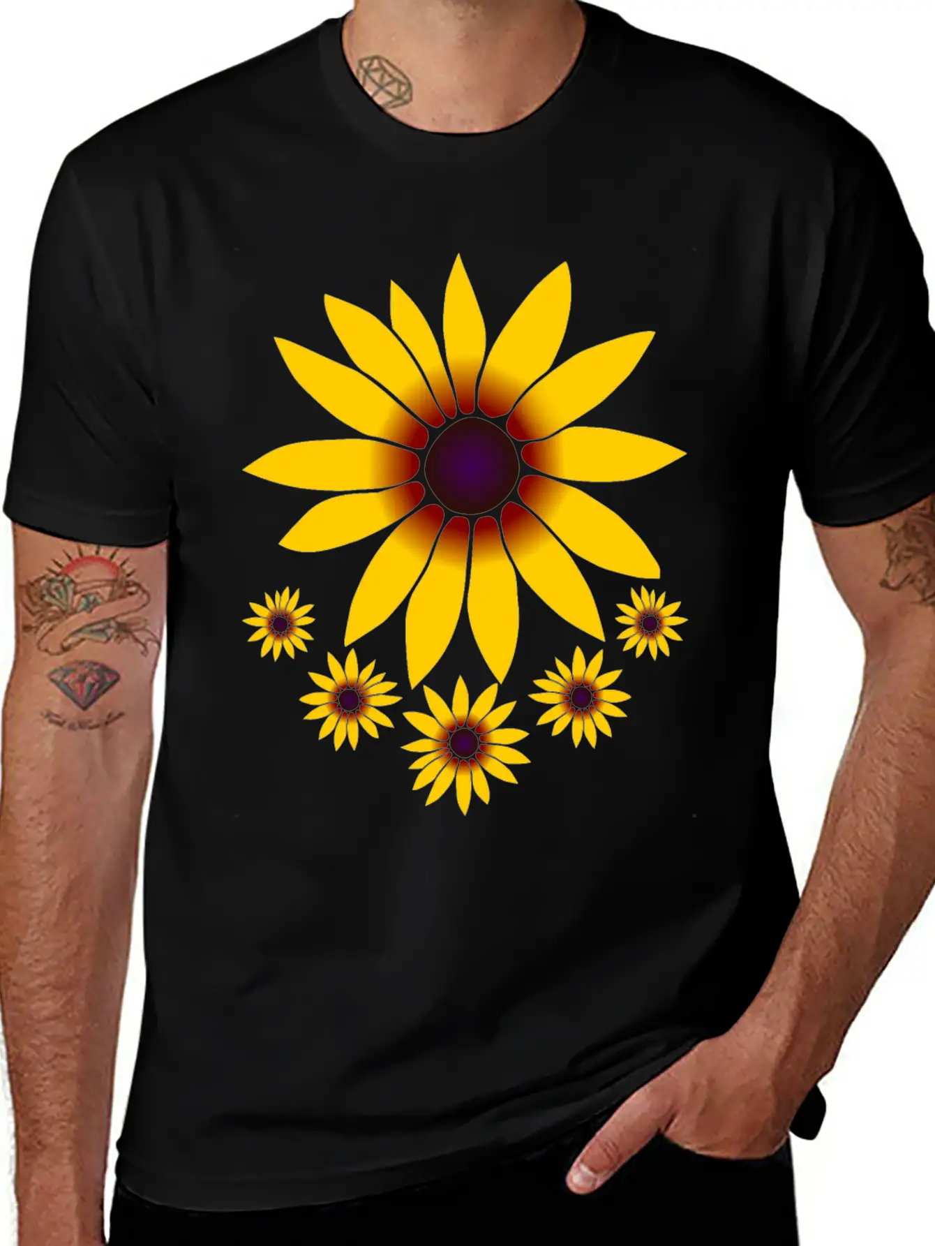 Blooming Coneflowers Yellow Flower, Petal, Floral Comfortable Minimalist Graphic Tee – Summer Style Essential