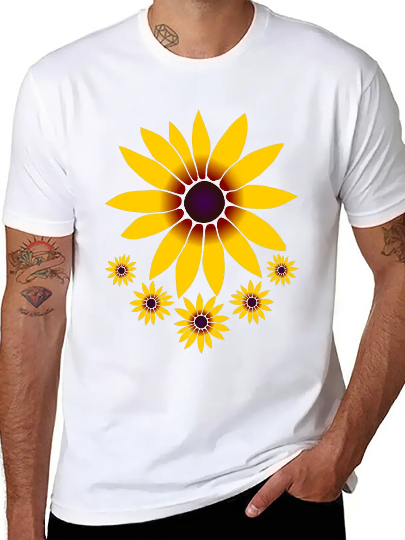Blooming Coneflowers Yellow Flower, Petal, Floral Comfortable Minimalist Graphic Tee – Summer Style Essential