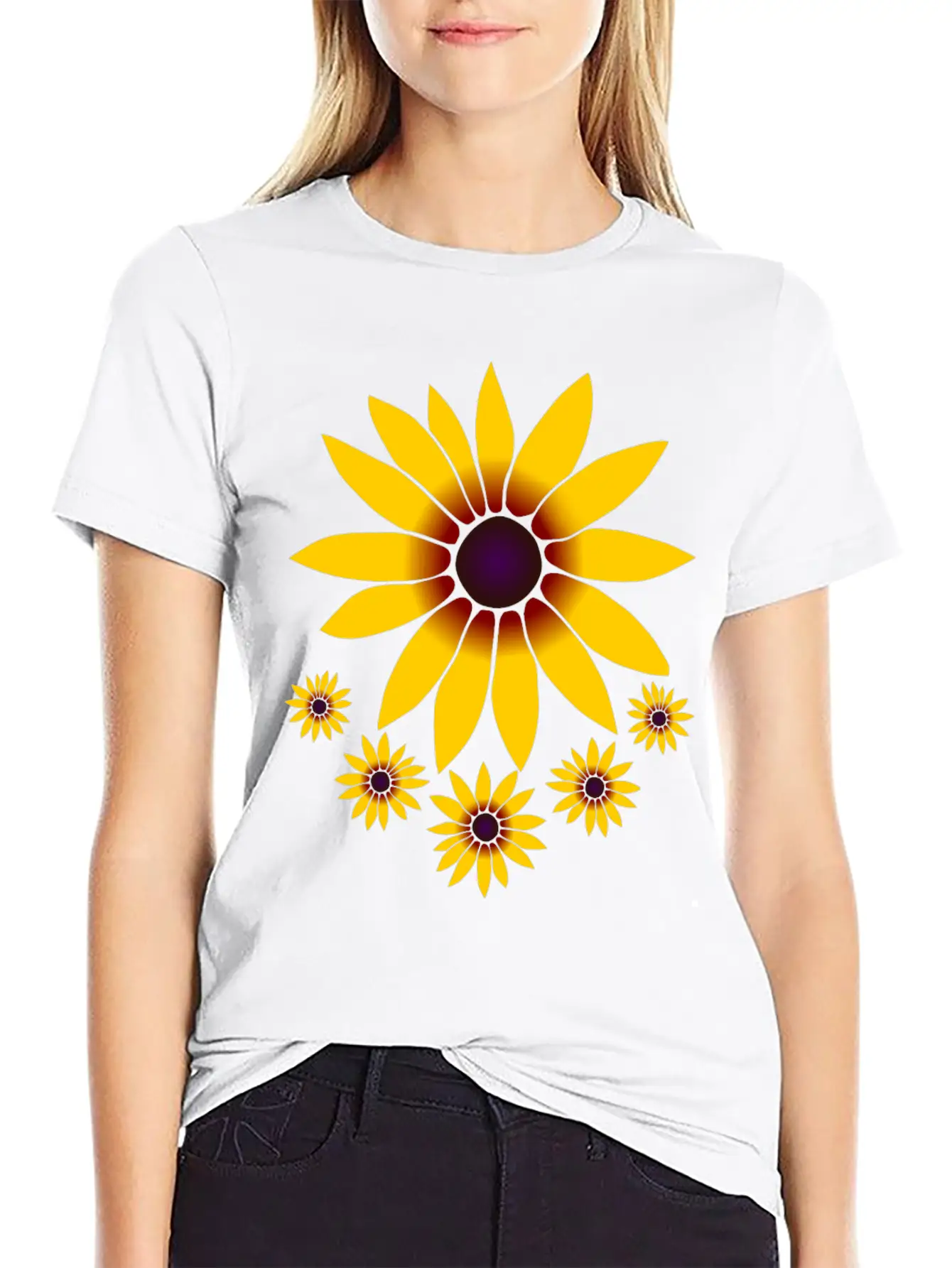 Blooming Coneflowers Yellow Flower, Petal, Floral Comfortable Minimalist Graphic Tee – Summer Style Essential