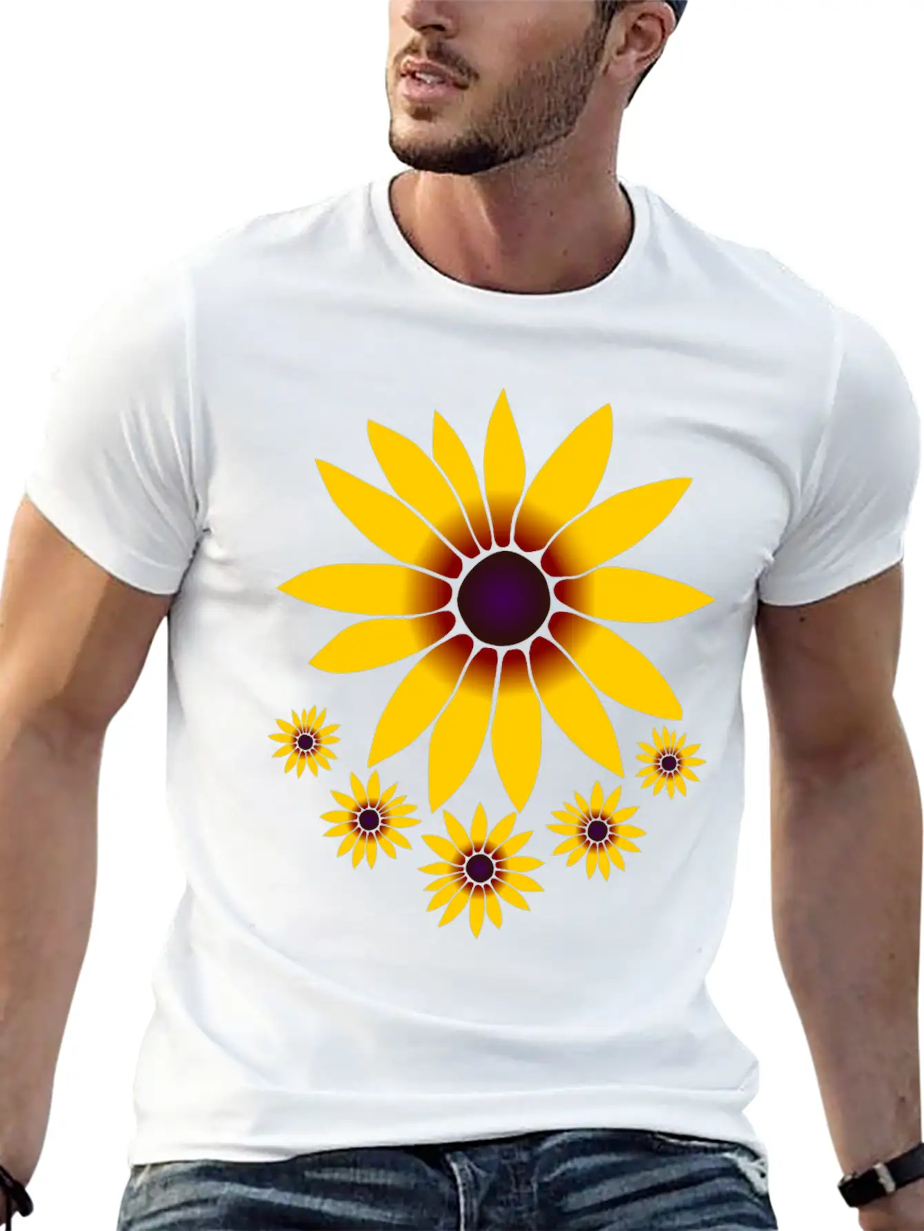 Blooming Coneflowers Yellow Flower, Petal, Floral Comfortable Minimalist Graphic Tee – Summer Style Essential