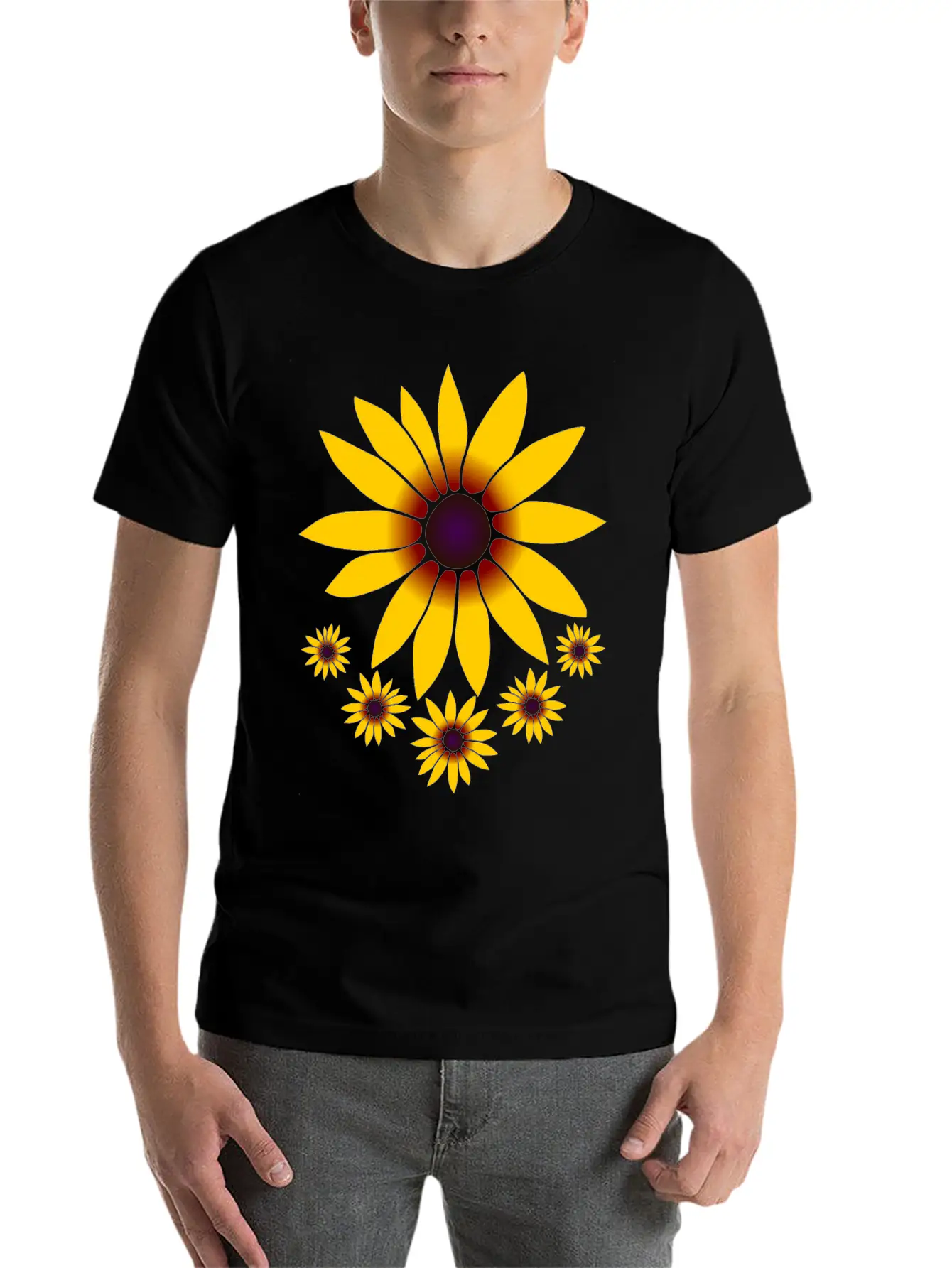 Blooming Coneflowers Yellow Flower, Petal, Floral Comfortable Minimalist Graphic Tee – Summer Style Essential