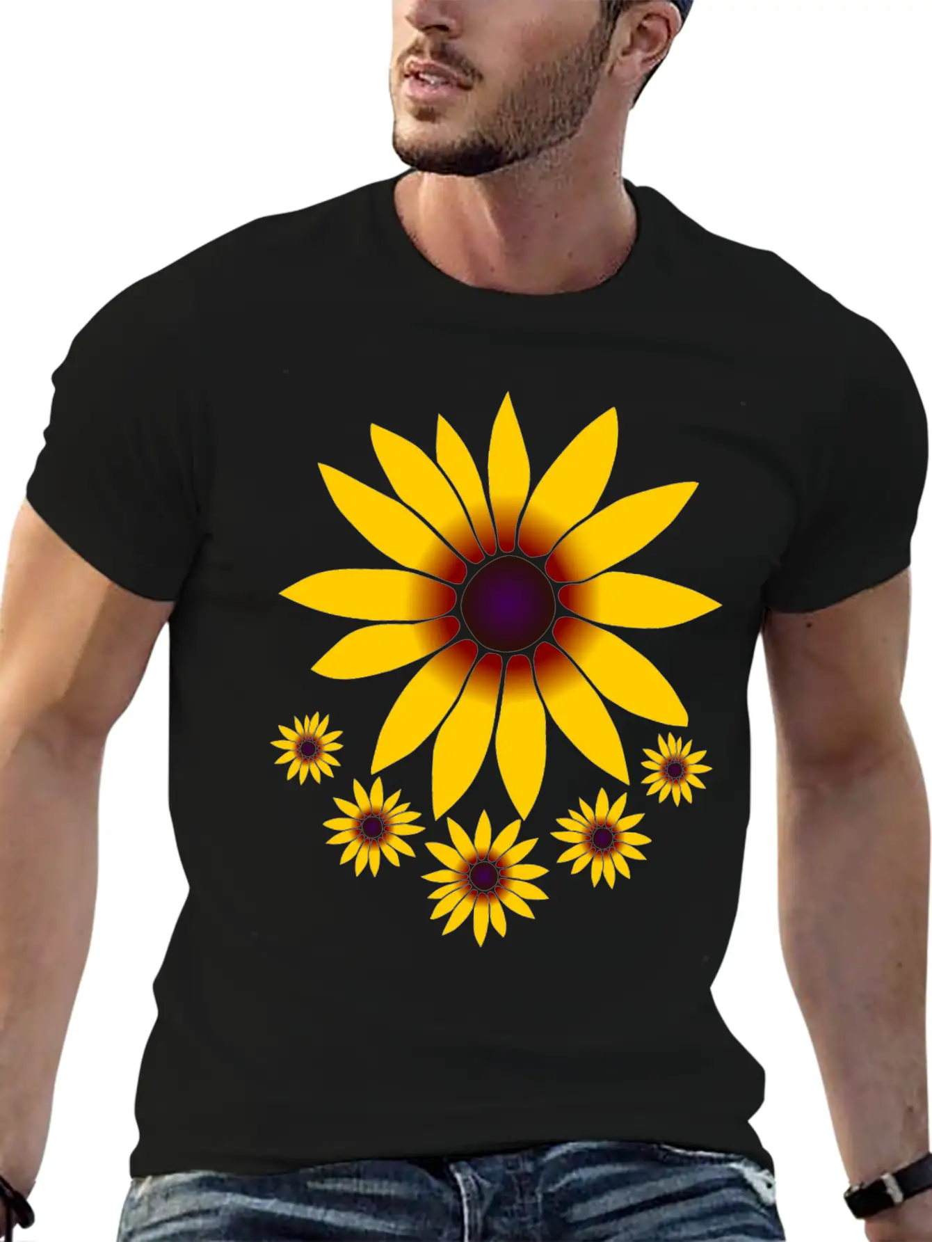 Blooming Coneflowers Yellow Flower, Petal, Floral Comfortable Minimalist Graphic Tee – Summer Style Essential