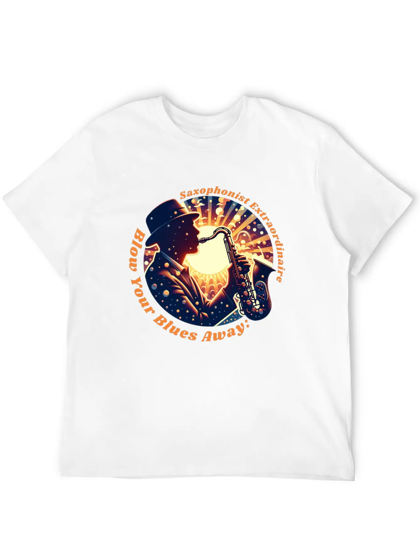 Blow Your Blues Away: Saxophonist Extraordinaire Unisex Short Sleeve Soft Cotton T-Shirt – Casual Everyday Wear