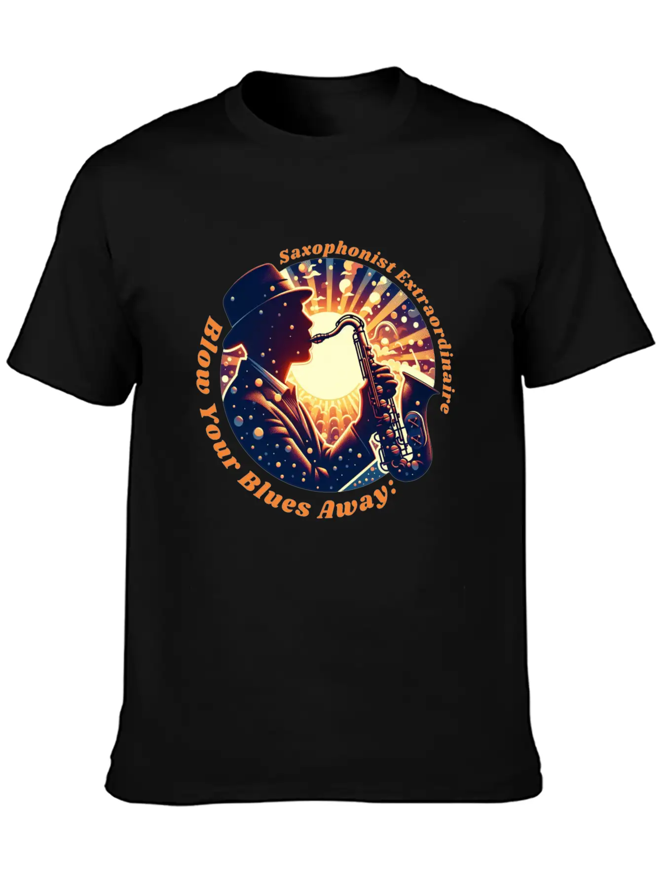 Blow Your Blues Away: Saxophonist Extraordinaire Unisex Short Sleeve Soft Cotton T-Shirt – Casual Everyday Wear