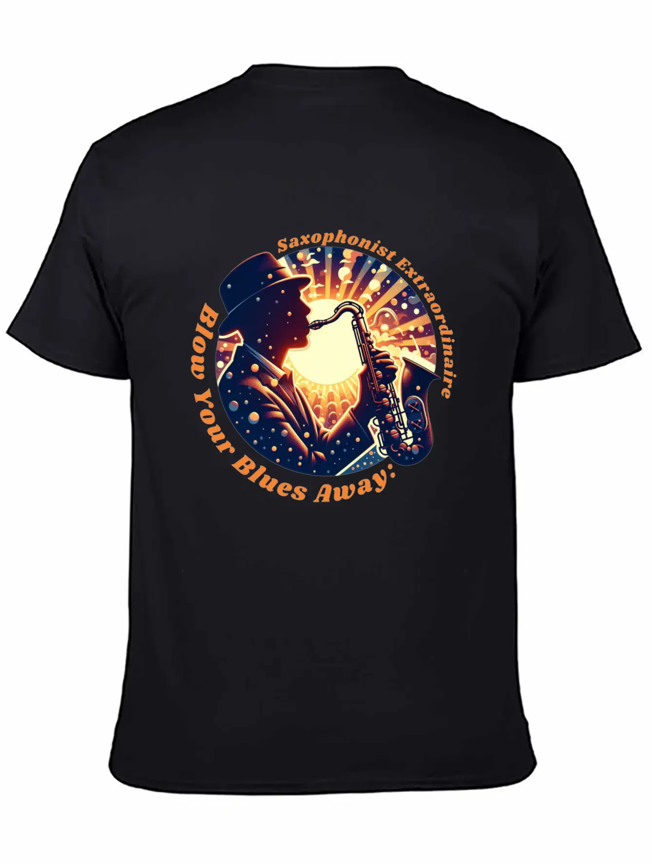 Blow Your Blues Away: Saxophonist Extraordinaire Unisex Short Sleeve Soft Cotton T-Shirt – Casual Everyday Wear