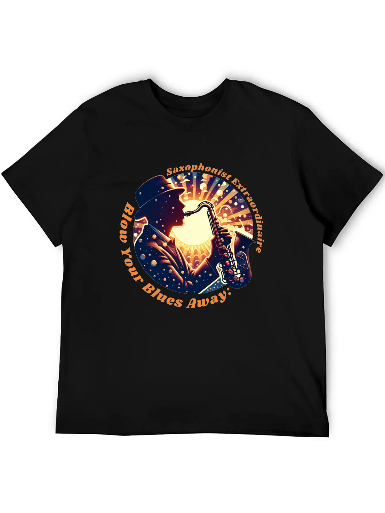 Blow Your Blues Away: Saxophonist Extraordinaire Unisex Short Sleeve Soft Cotton T-Shirt – Casual Everyday Wear
