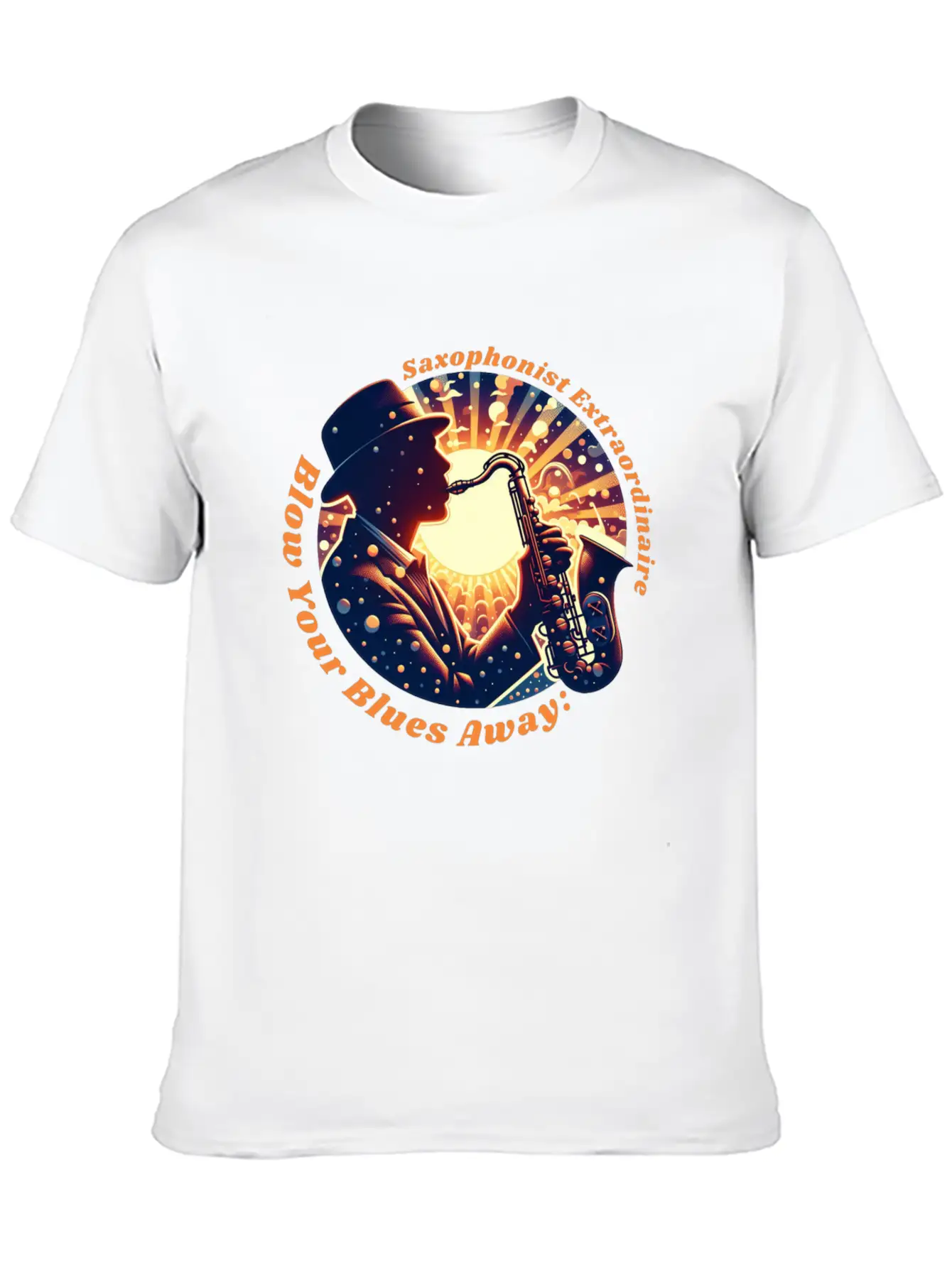 Blow Your Blues Away: Saxophonist Extraordinaire Unisex Short Sleeve Soft Cotton T-Shirt – Casual Everyday Wear