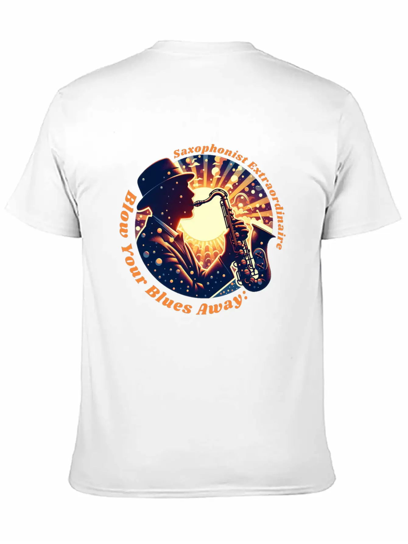 Blow Your Blues Away: Saxophonist Extraordinaire Unisex Short Sleeve Soft Cotton T-Shirt – Casual Everyday Wear