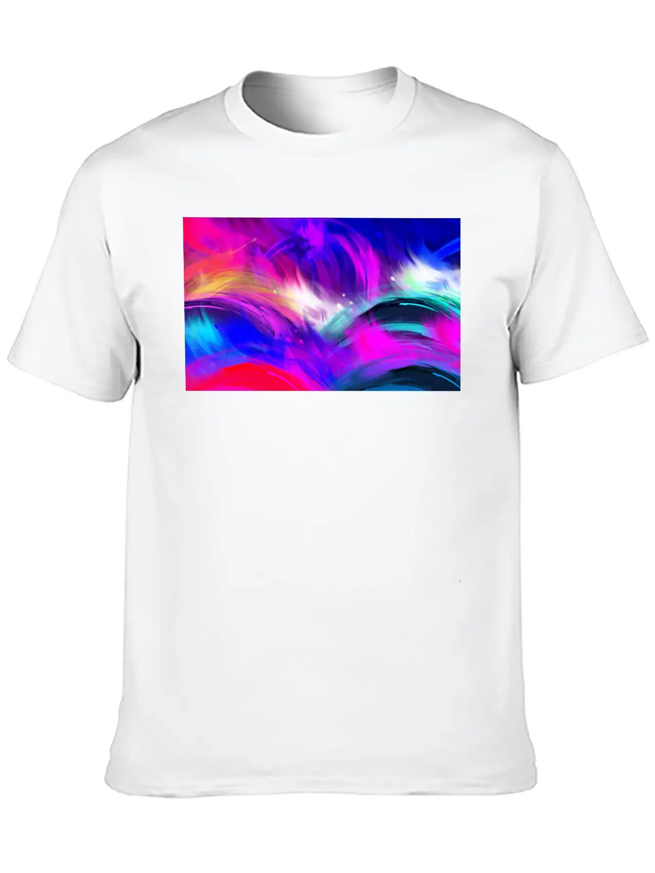 Blue And Purple Wavy Oil Grunge Paint Basic Graphic T-Shirt – Daily Comfort In Soft Cotton