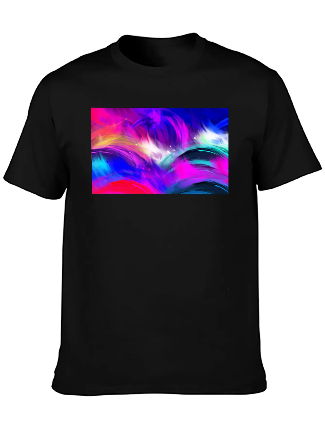 Blue And Purple Wavy Oil Grunge Paint Basic Graphic T-Shirt – Daily Comfort In Soft Cotton