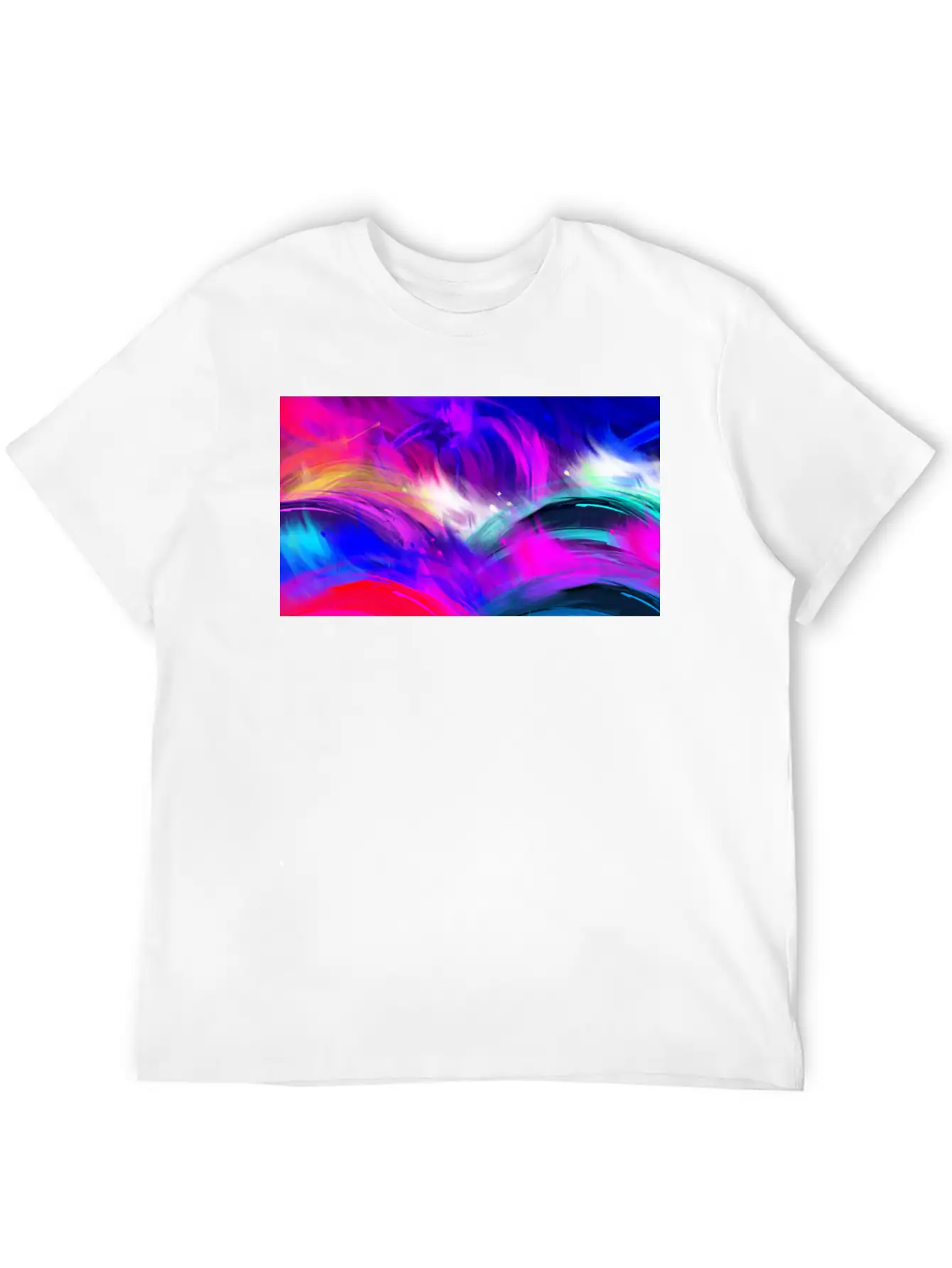 Blue And Purple Wavy Oil Grunge Paint Basic Graphic T-Shirt – Daily Comfort In Soft Cotton