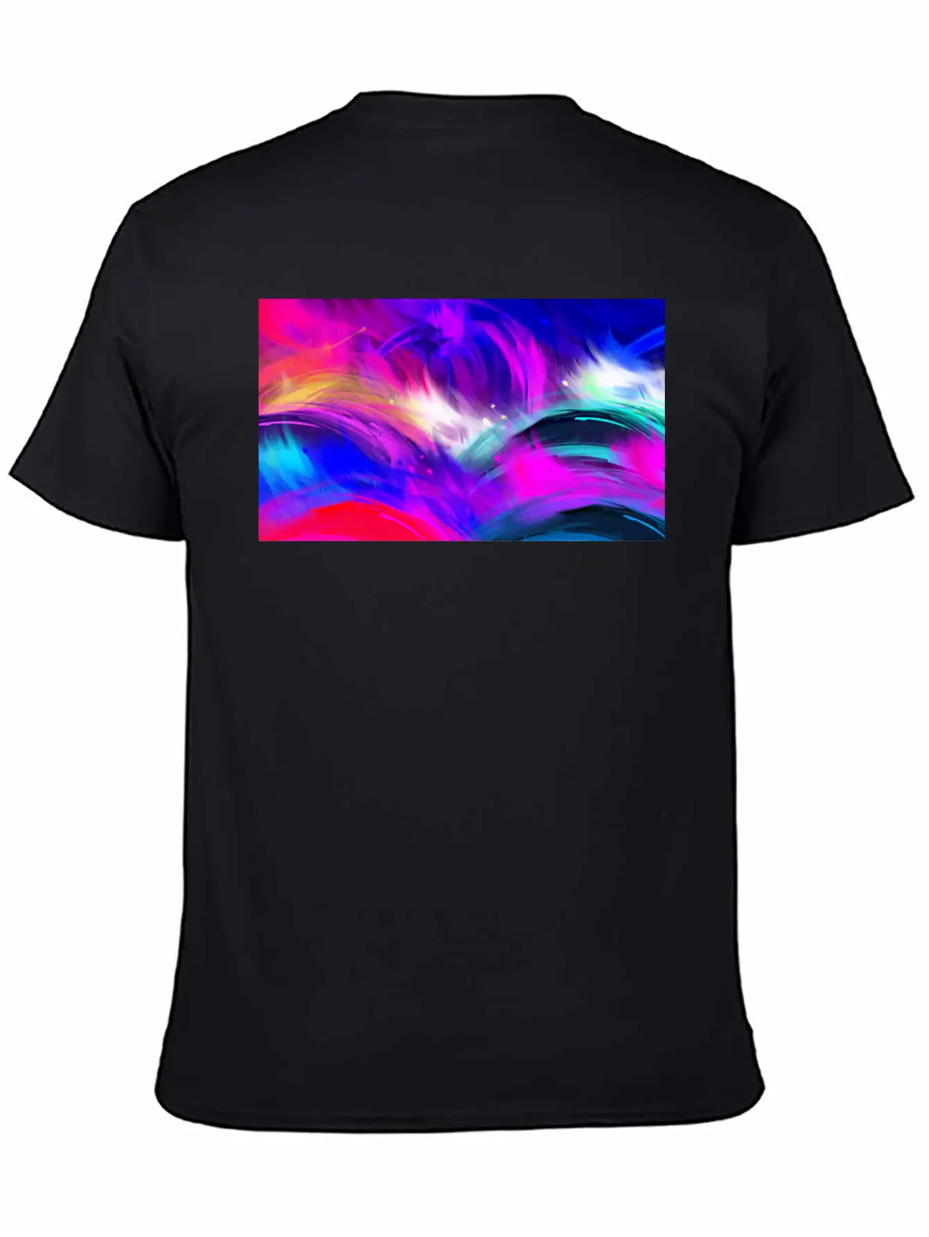 Blue And Purple Wavy Oil Grunge Paint Basic Graphic T-Shirt – Daily Comfort In Soft Cotton