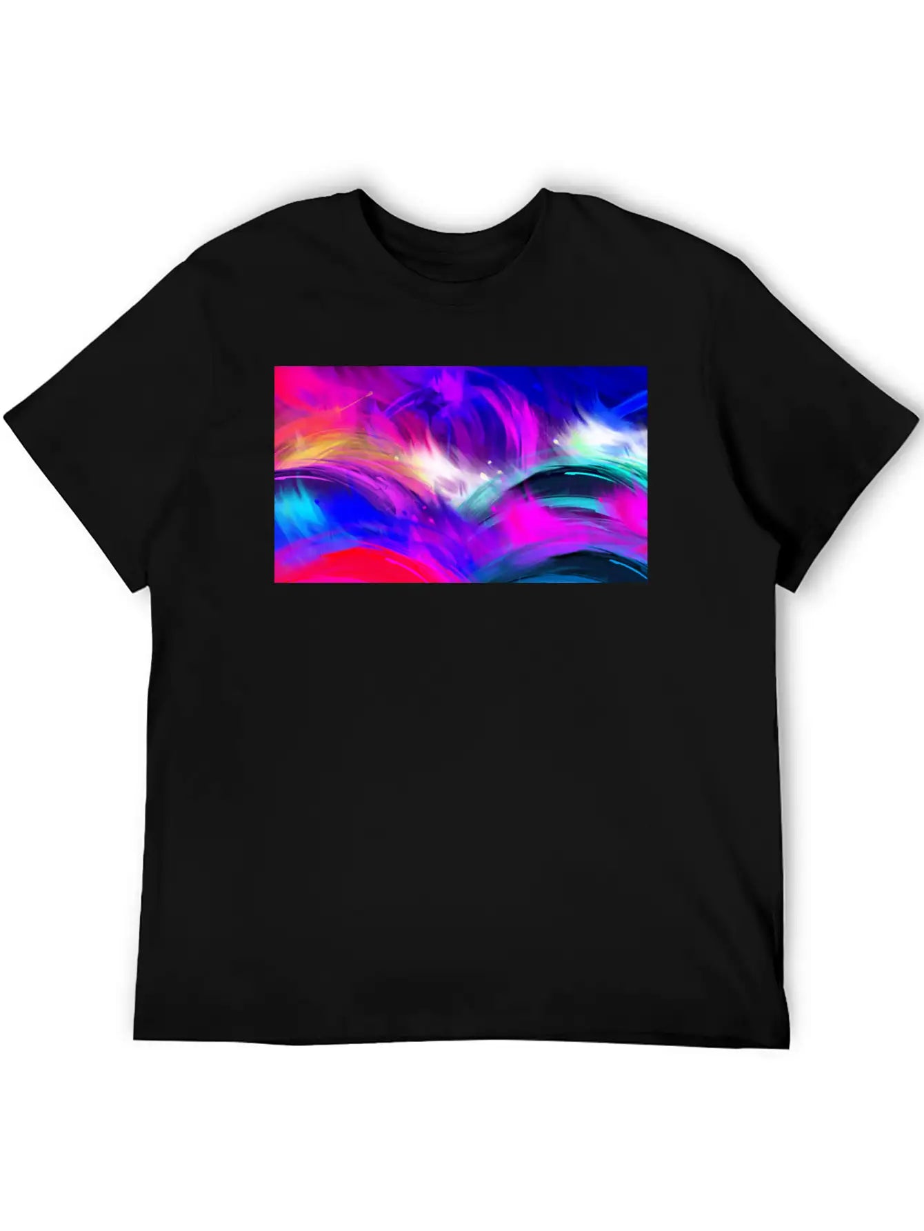 Blue And Purple Wavy Oil Grunge Paint Basic Graphic T-Shirt – Daily Comfort In Soft Cotton