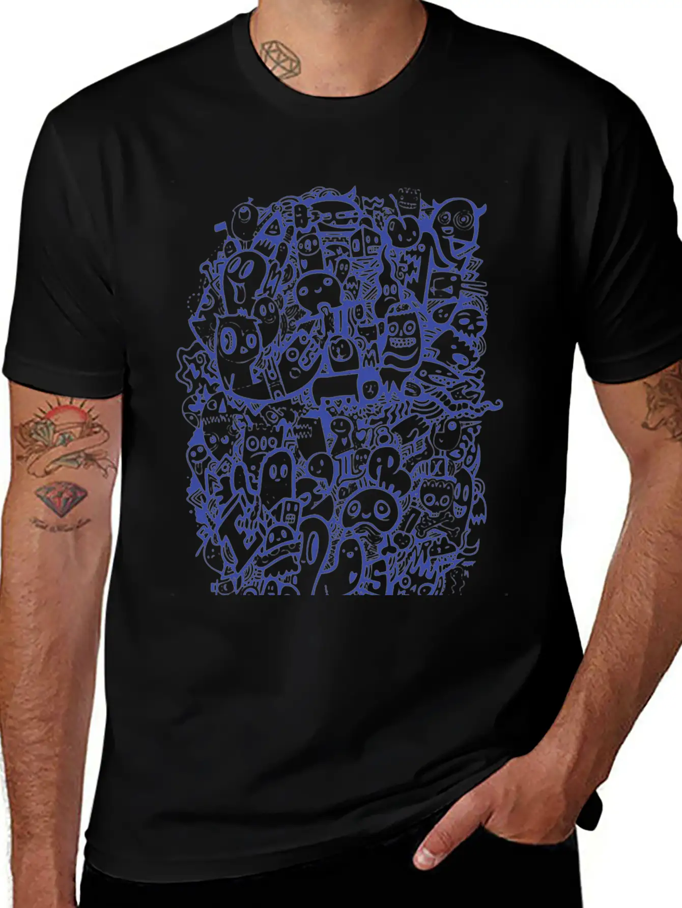 Blue Doodle Relaxed Everyday Tee – Lightweight And Durable Cotton
