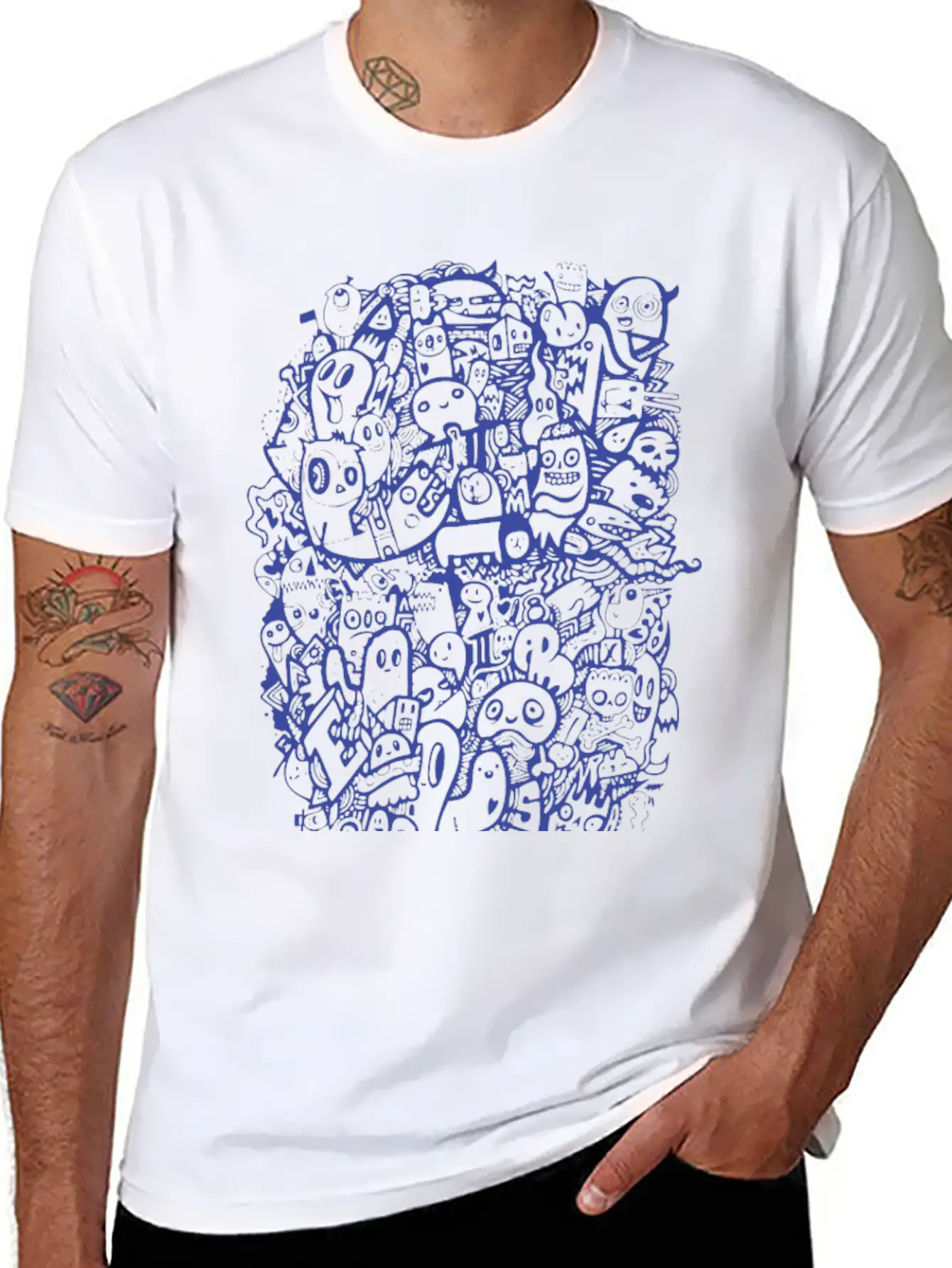 Blue Doodle Relaxed Everyday Tee – Lightweight And Durable Cotton