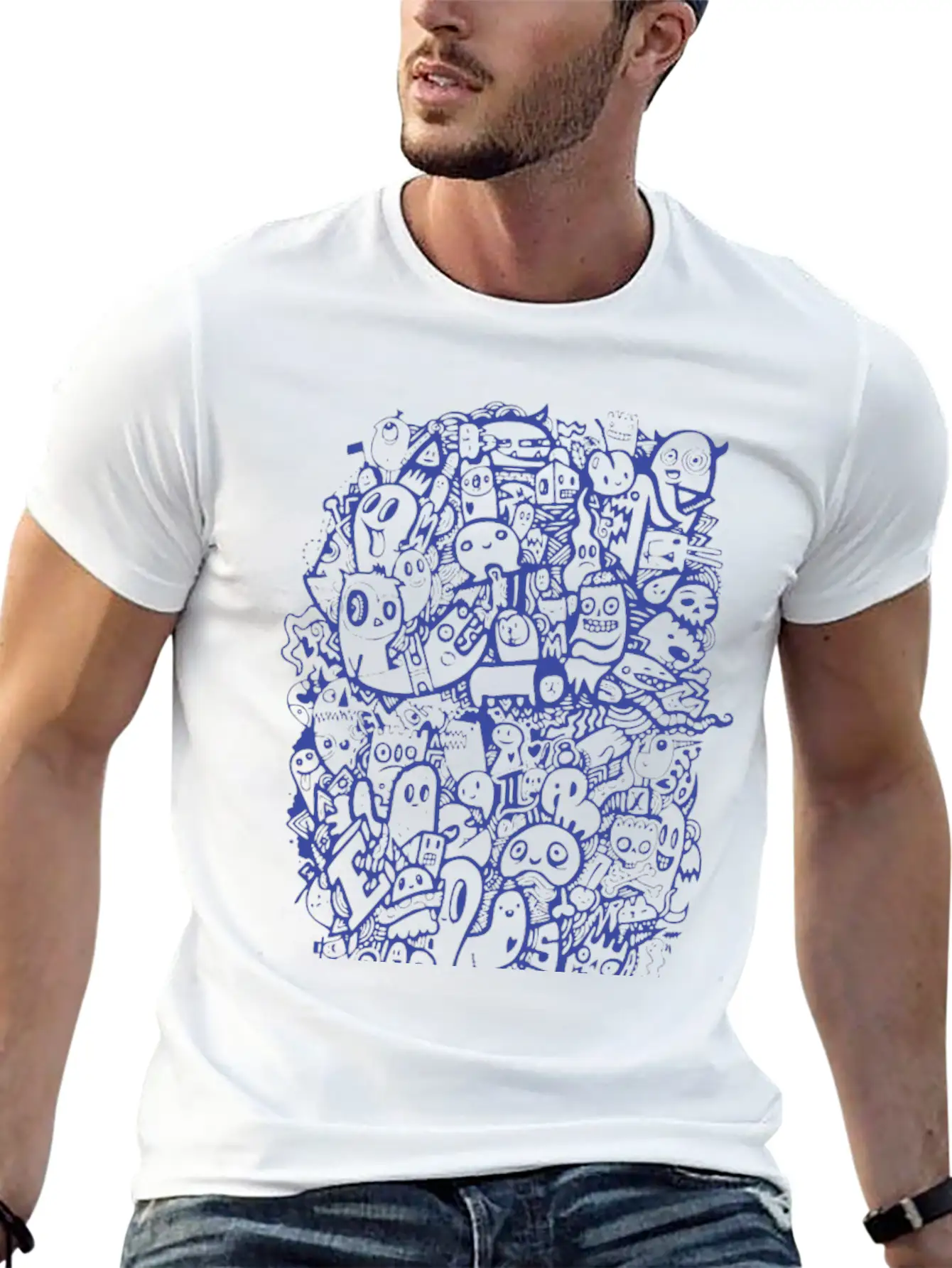 Blue Doodle Relaxed Everyday Tee – Lightweight And Durable Cotton